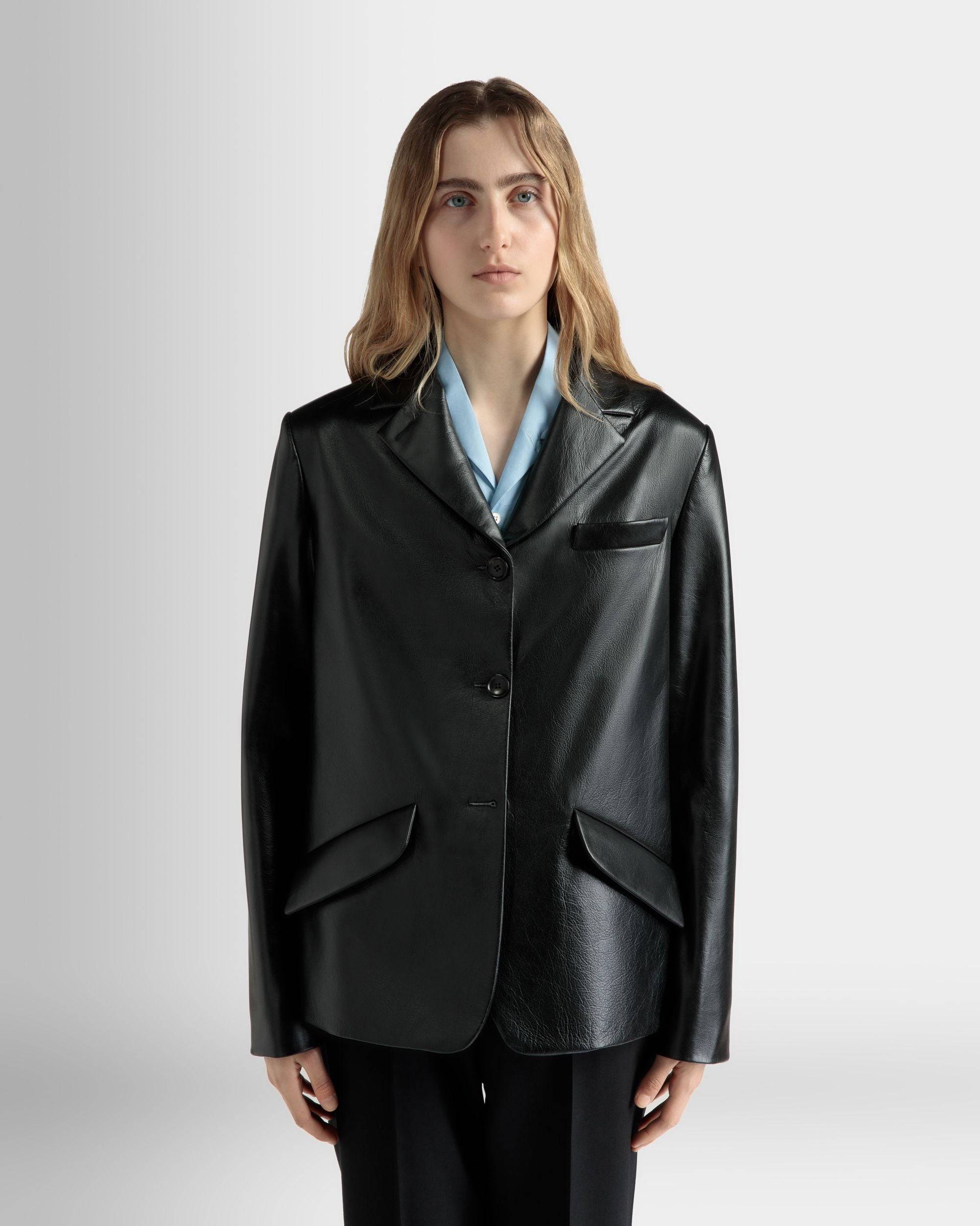 Single-breasted Jacket in Black Leather - Women's - Bally - 03