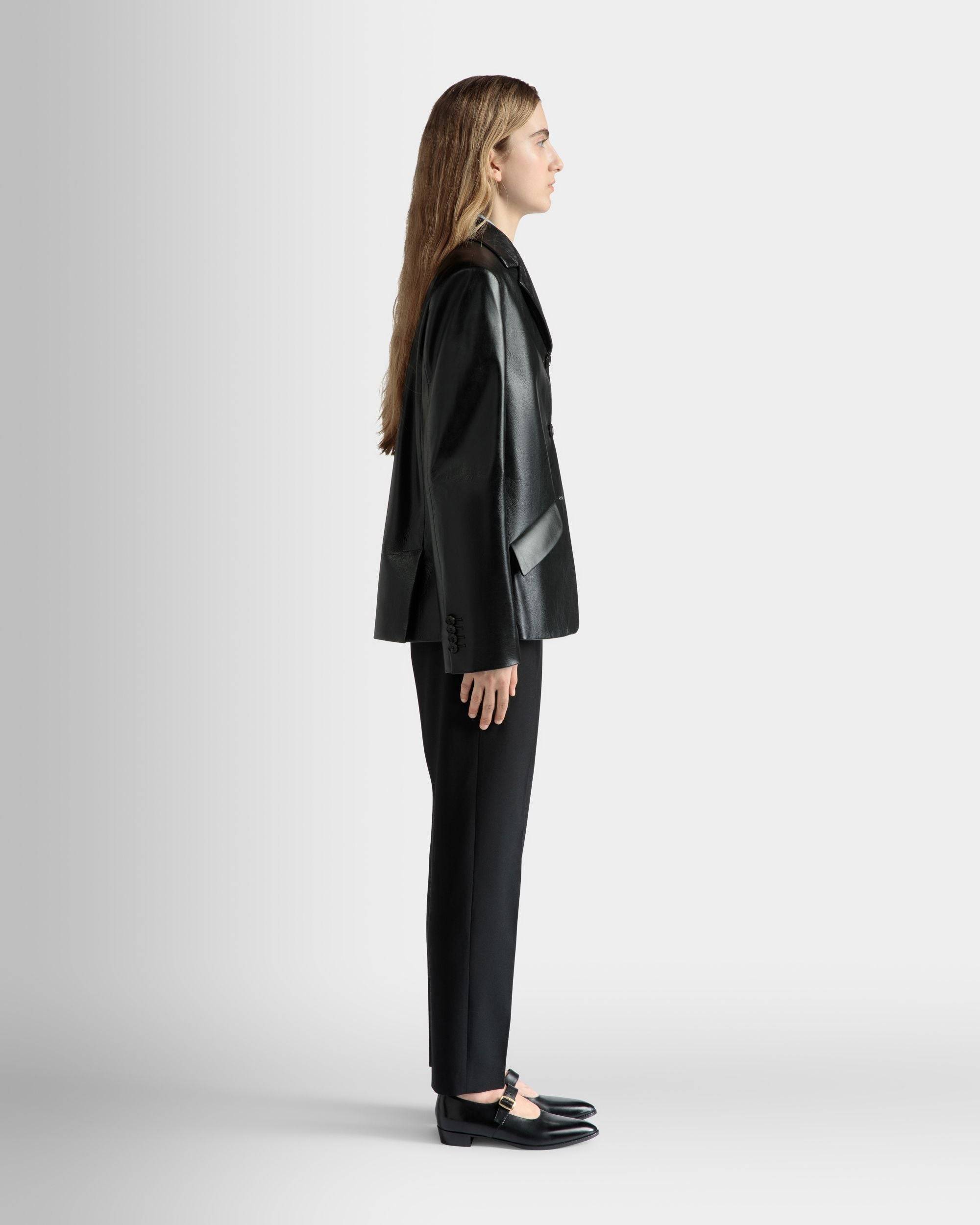 Single-breasted Jacket in Black Leather - Women's - Bally - 05