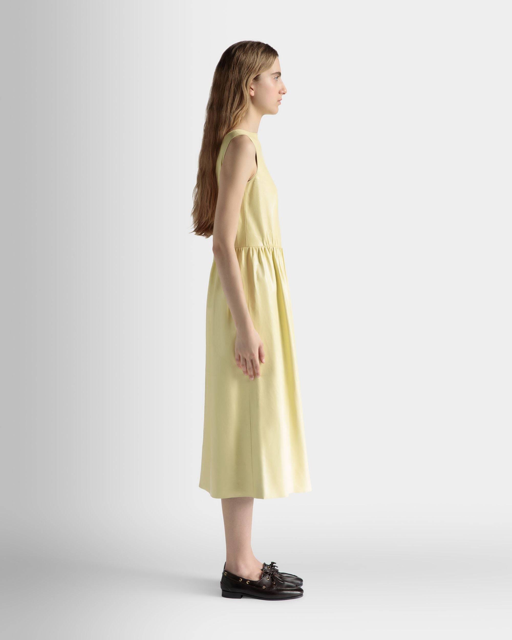Sleeveless Midi Dress in Vanana Yellow Leather - Women's - Bally - 05