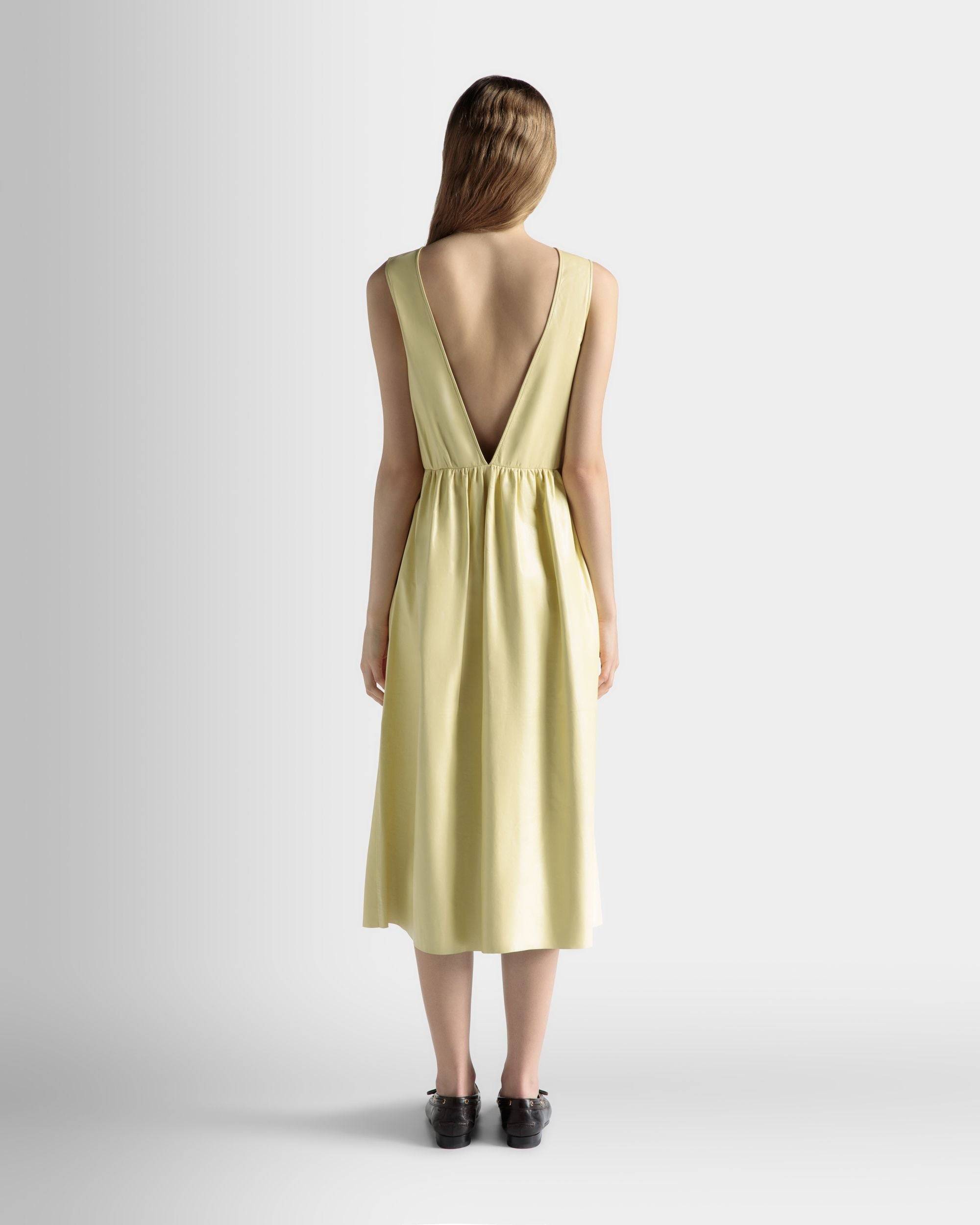 Sleeveless Midi Dress in Vanana Yellow Leather - Women's - Bally - 06
