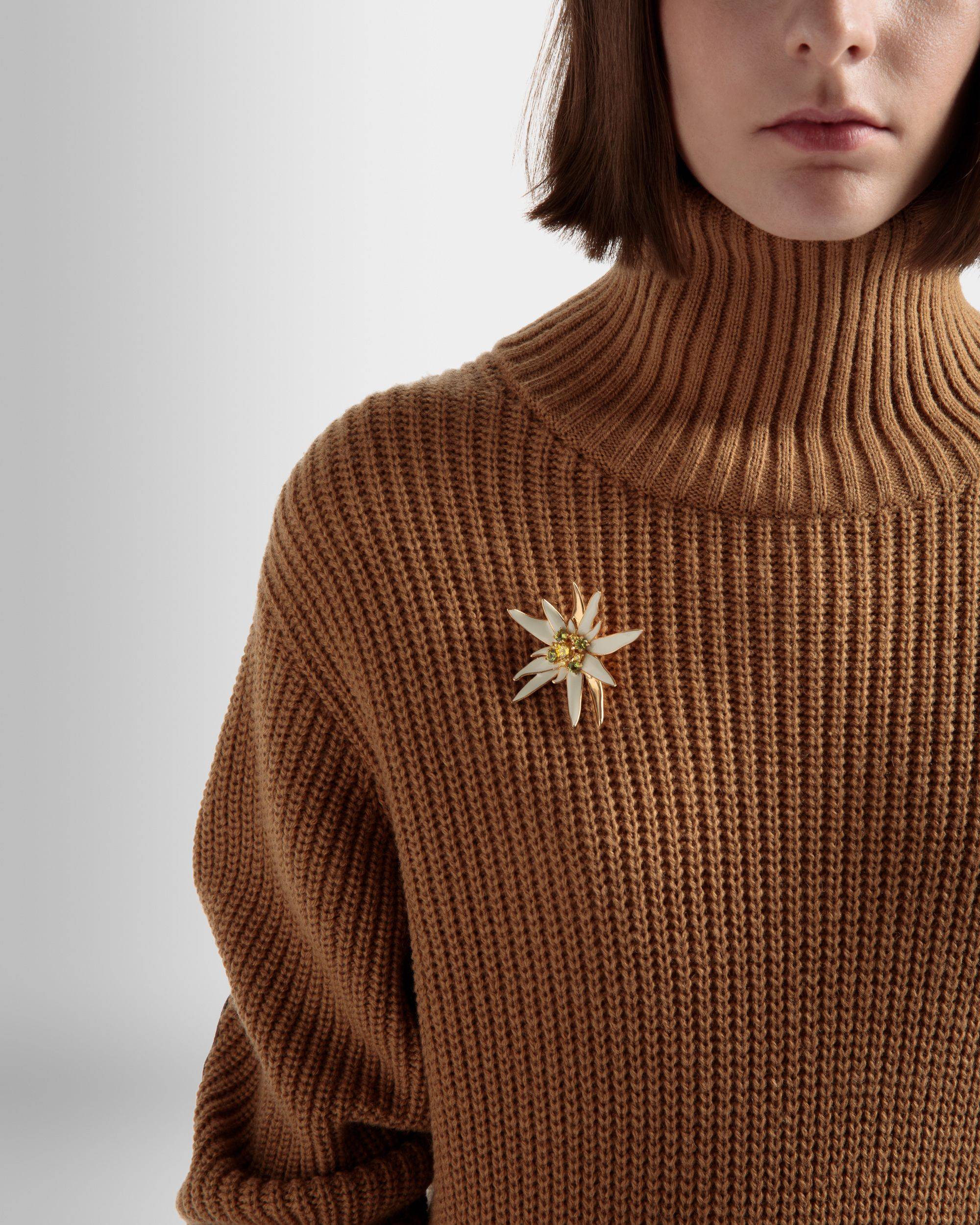 Edelweiss Brooch | Women's Brooch | Hammered Gold | Bally | On Model Front