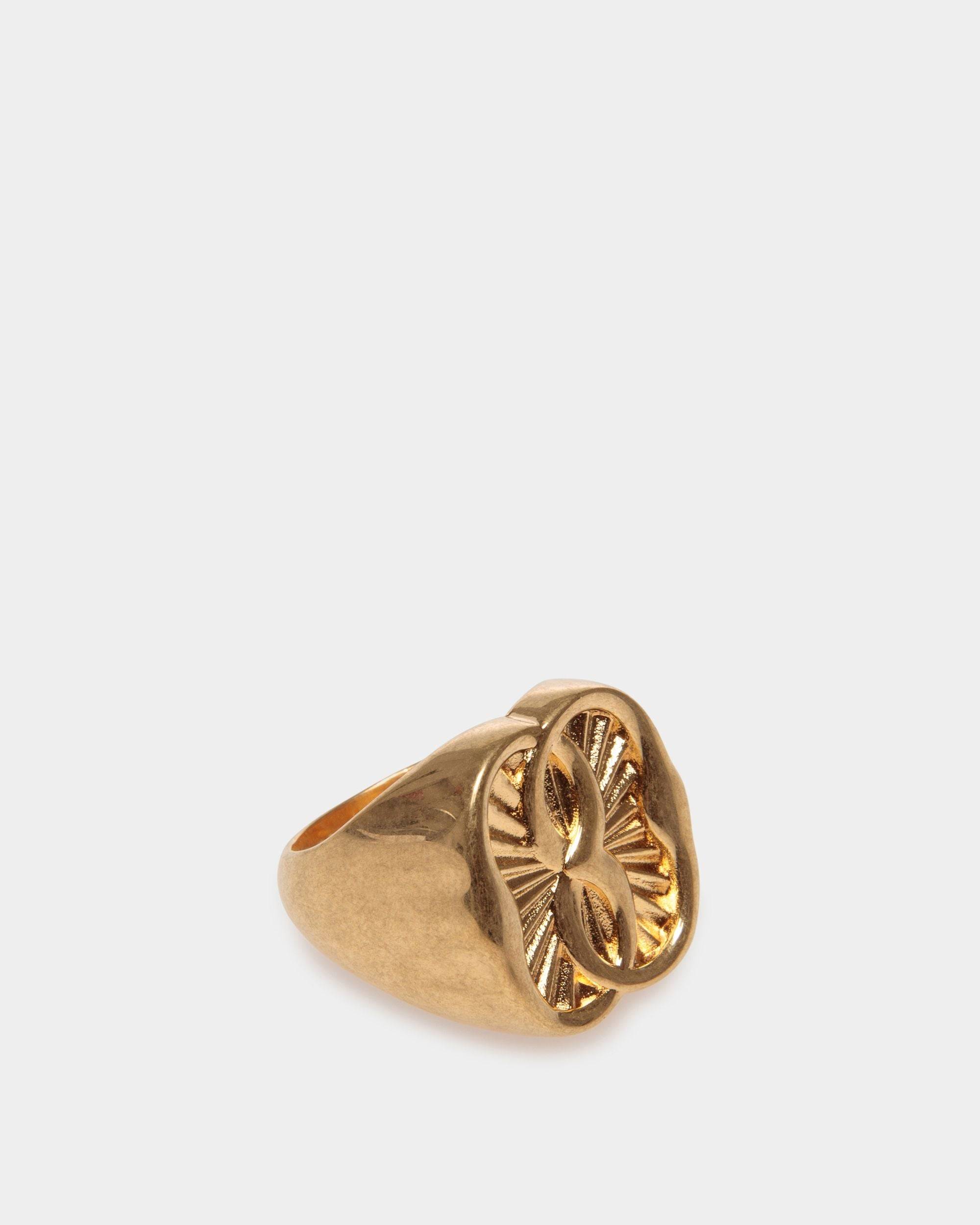 Women's Emblem Ring in Gold Eco Brass | Bally | Still Life Front