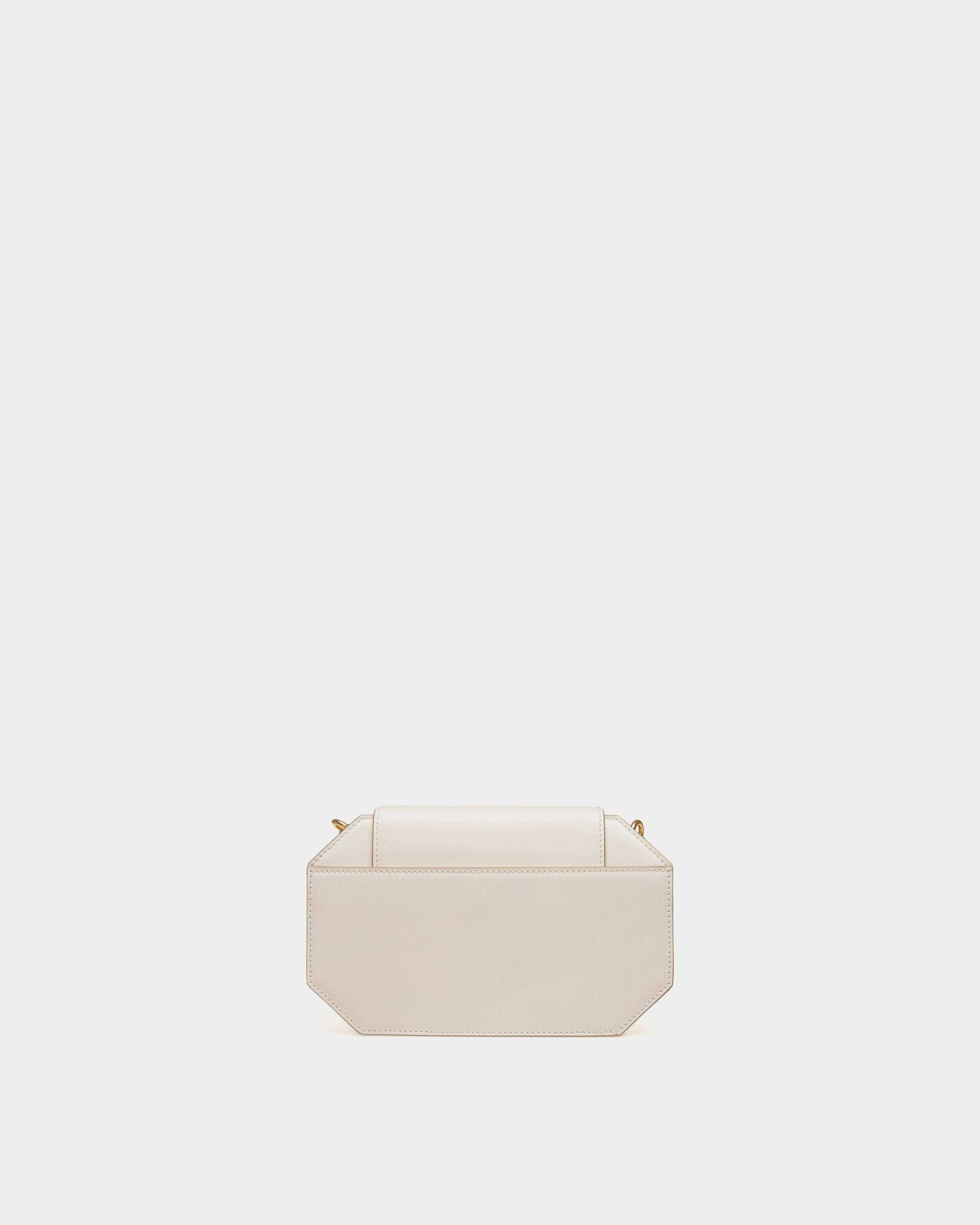 Emblem | Women's Mini Bag in White Brushed Leather | Bally | Still Life Open / Inside