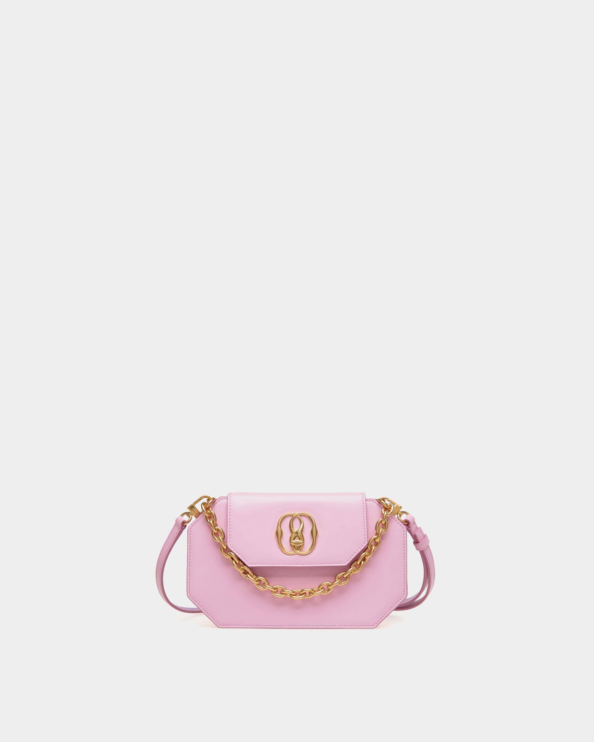 Emblem | Women's Mini Bag in Pink Brushed Leather | Bally | Still Life Front