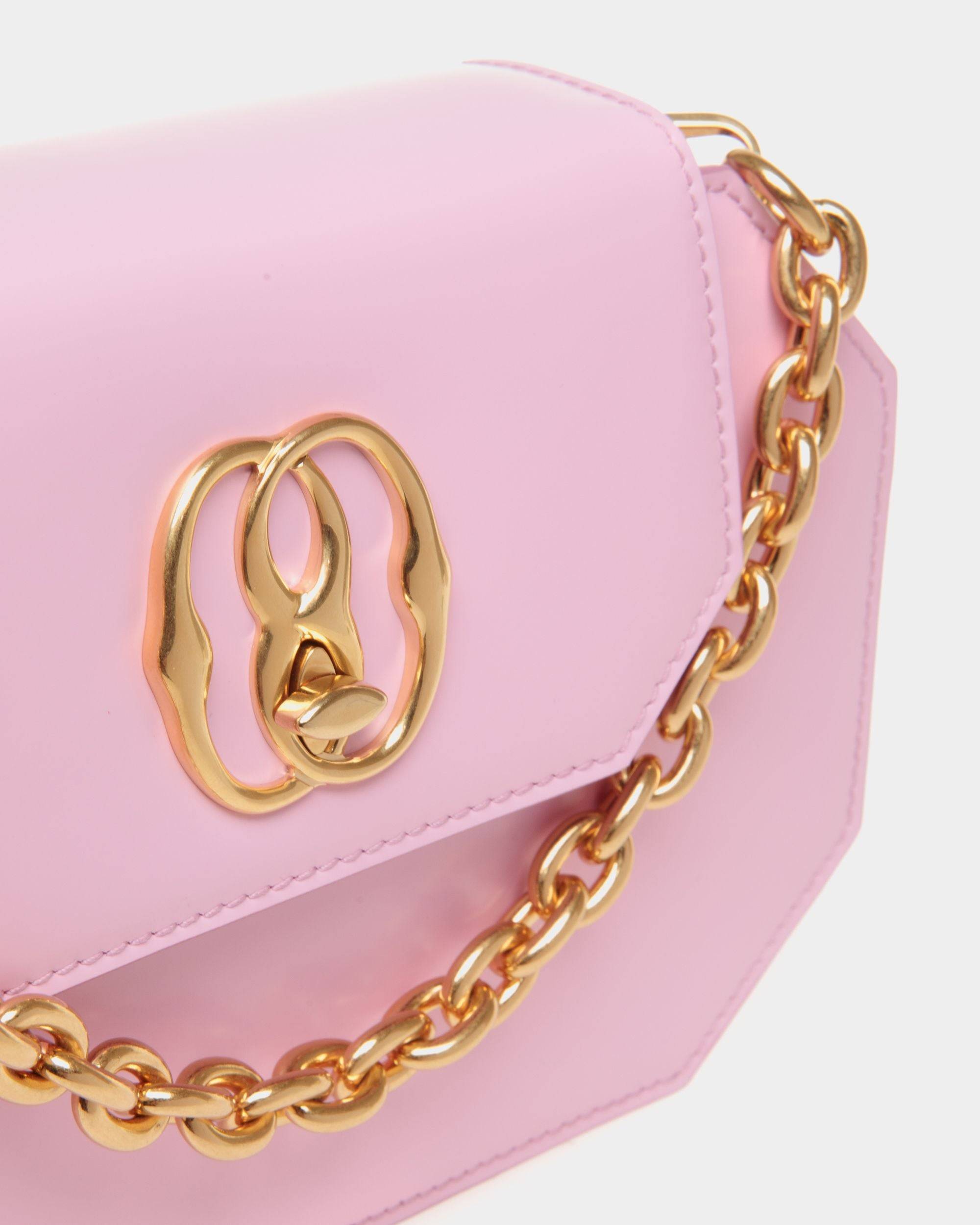 Emblem | Women's Mini Bag in Pink Brushed Leather | Bally | Still Life Detail