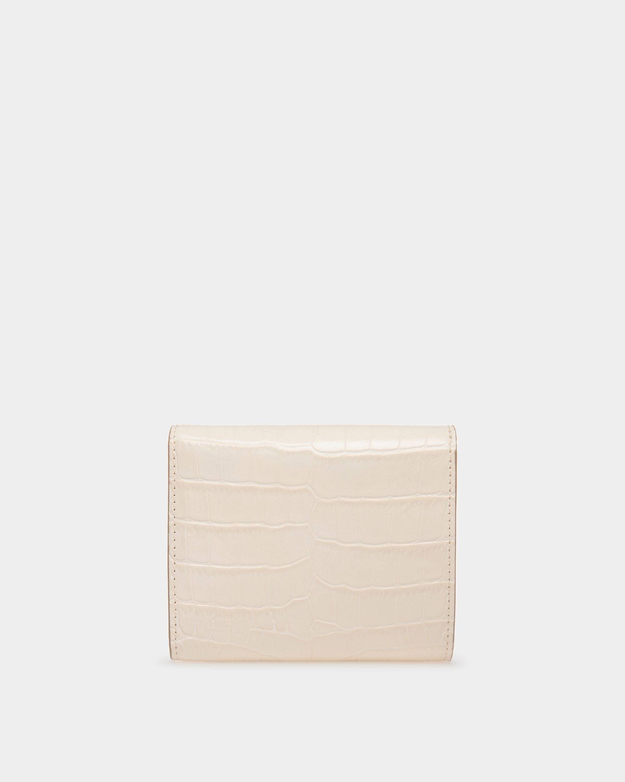 Tilt | Women's Wallet in White Crocodile Print Leather | Bally | Still Life Back