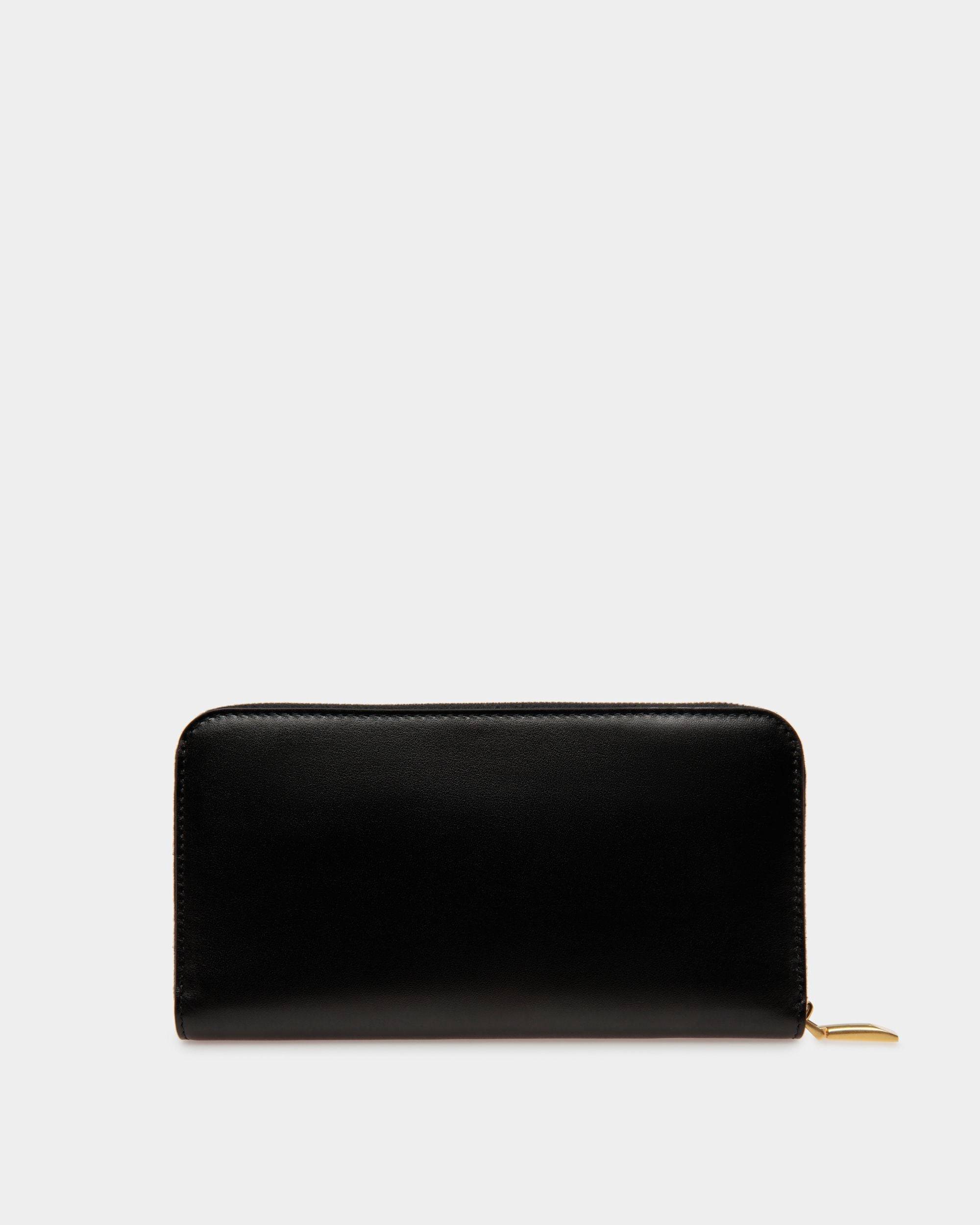 Emblem | Women's Long Wallet in Black Leather | Bally | Still Life Back