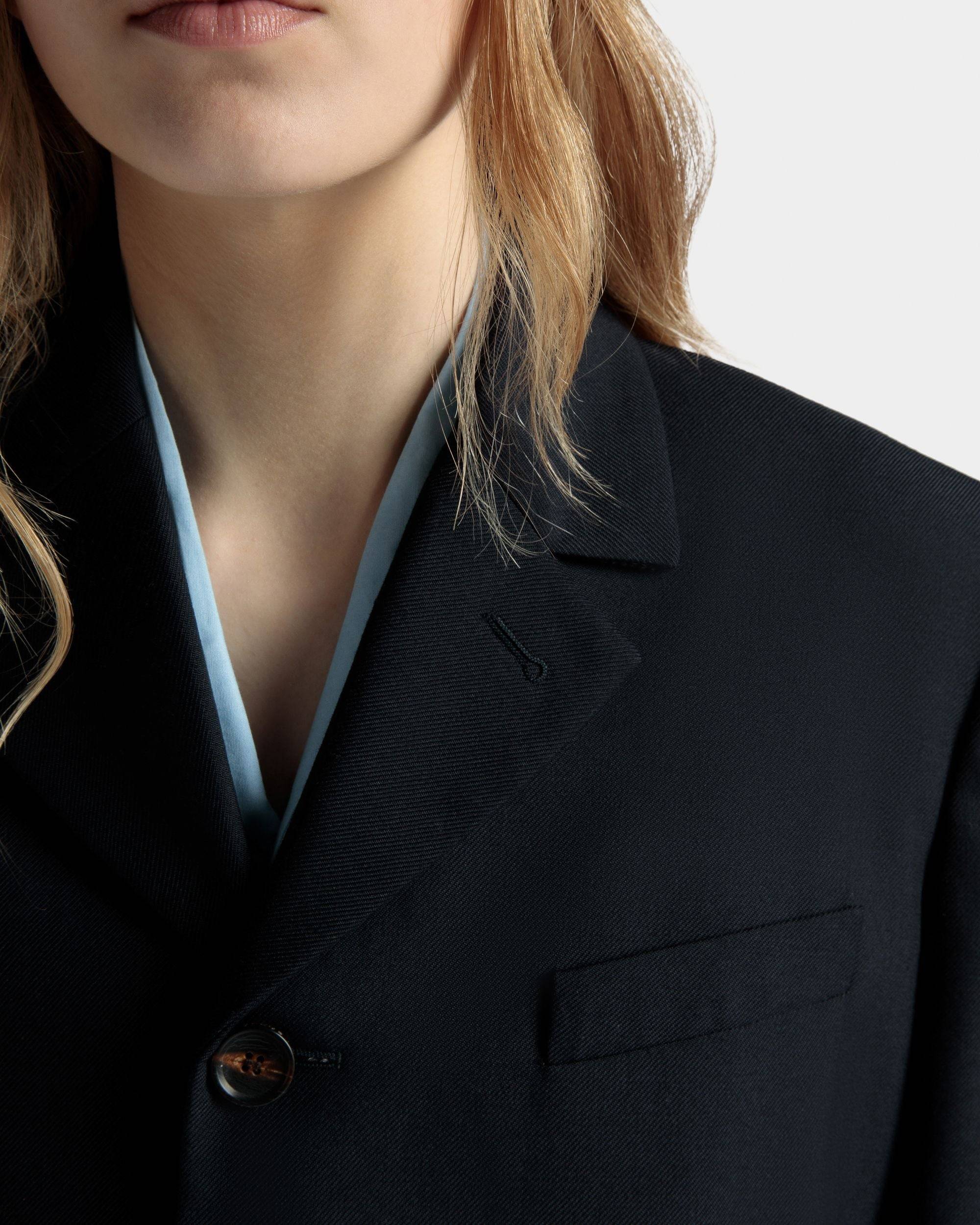 Single-breasted Jacket in Navy Blue Wool Blend - Women's - Bally - 04