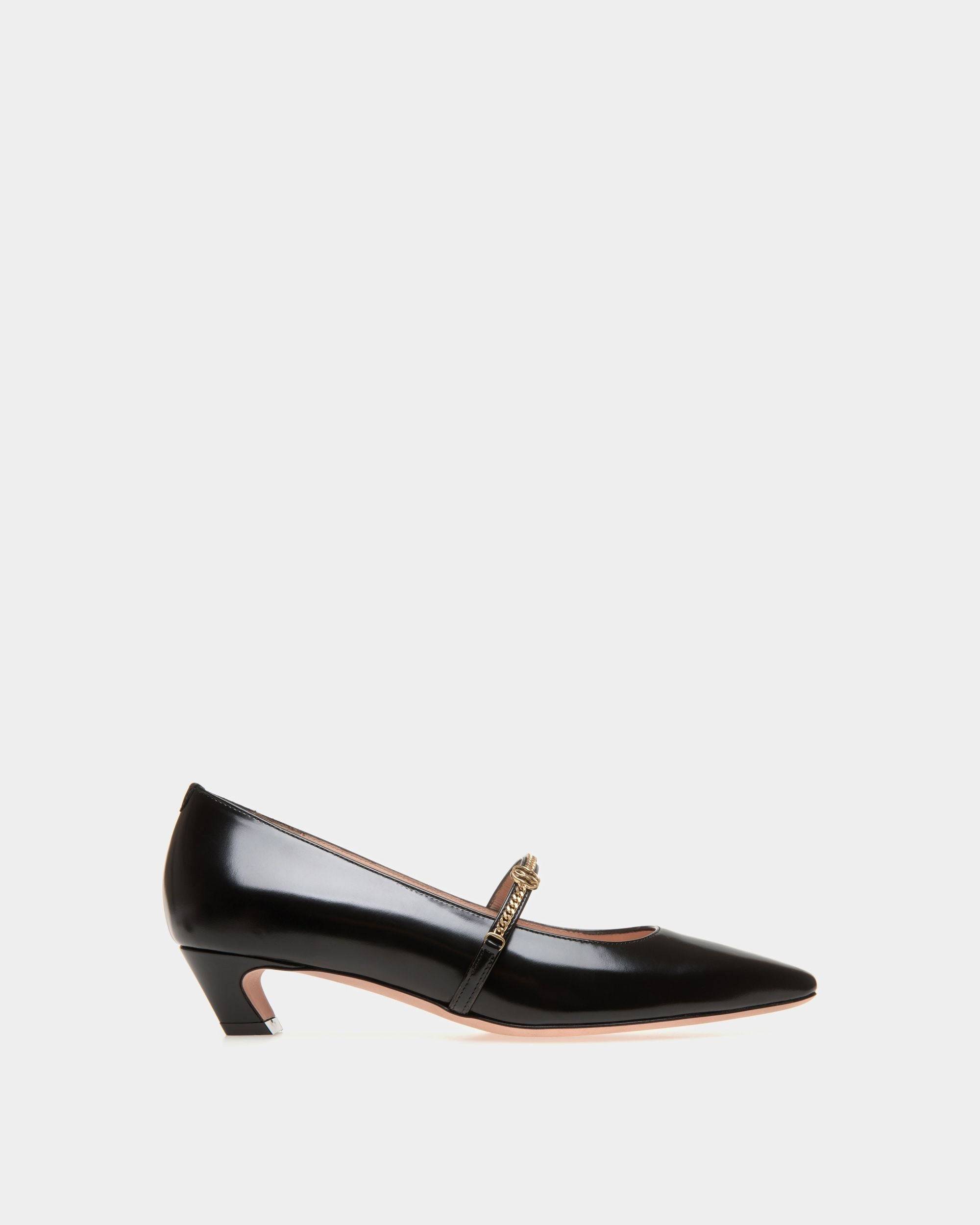 Sylt | Women's Mary-Jane Pump in Black Leather | Bally | Still Life Side