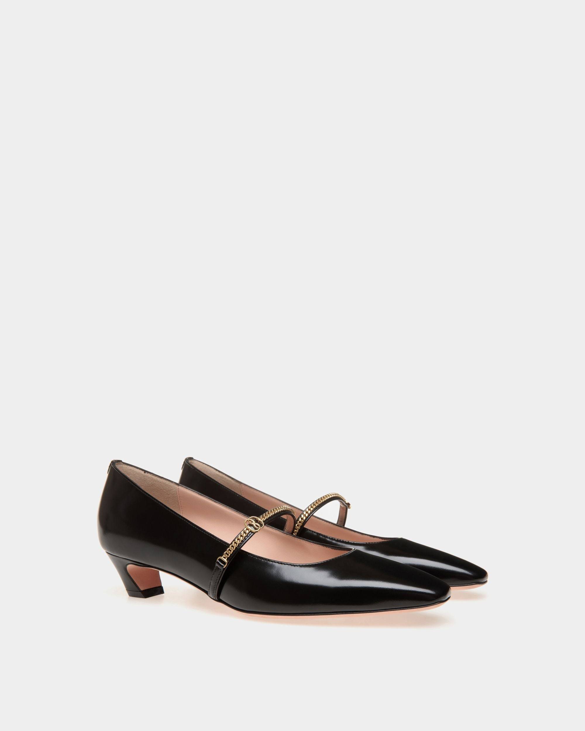 Sylt | Women's Mary-Jane Pump in Black Leather | Bally | Still Life 3/4 Front