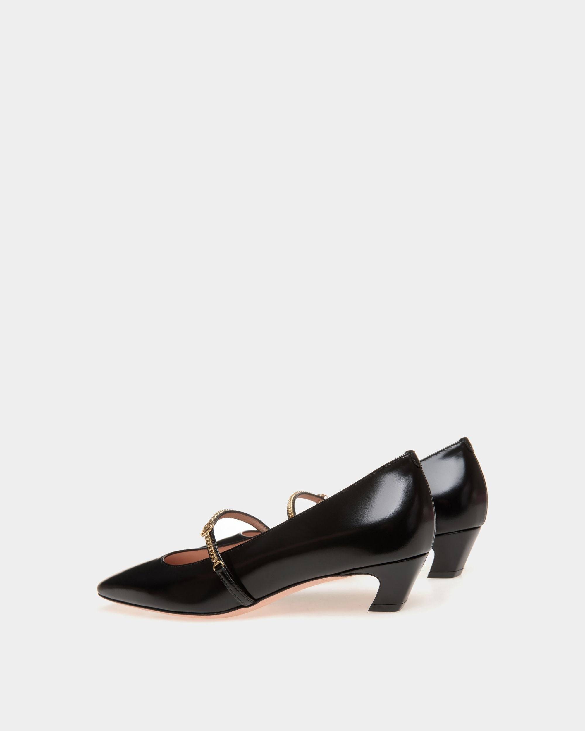 Sylt | Women's Mary-Jane Pump in Black Leather | Bally | Still Life 3/4 Back