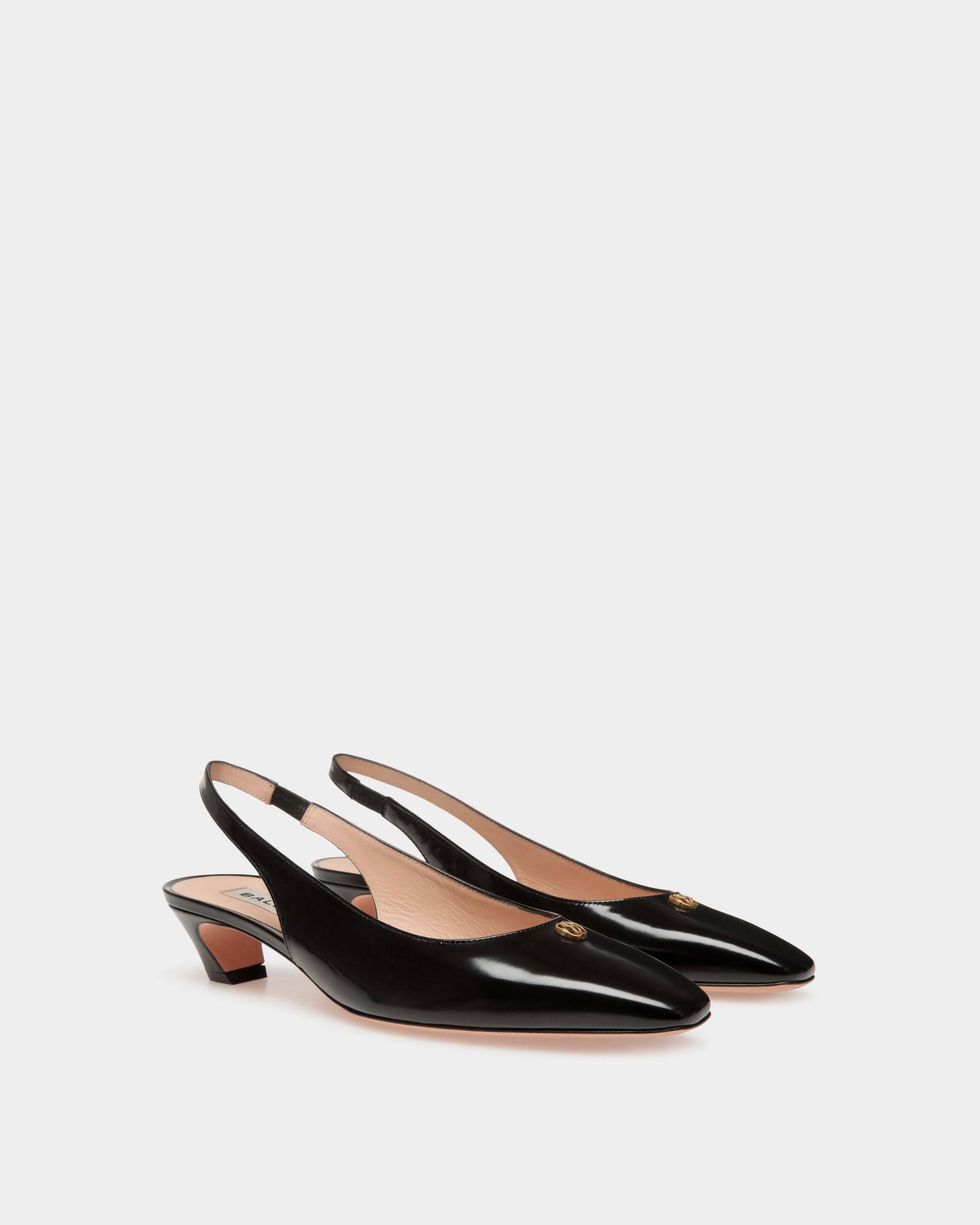 Sylt | Women's Slingback Pump in Black Leather | Bally | Still Life 3/4 Front