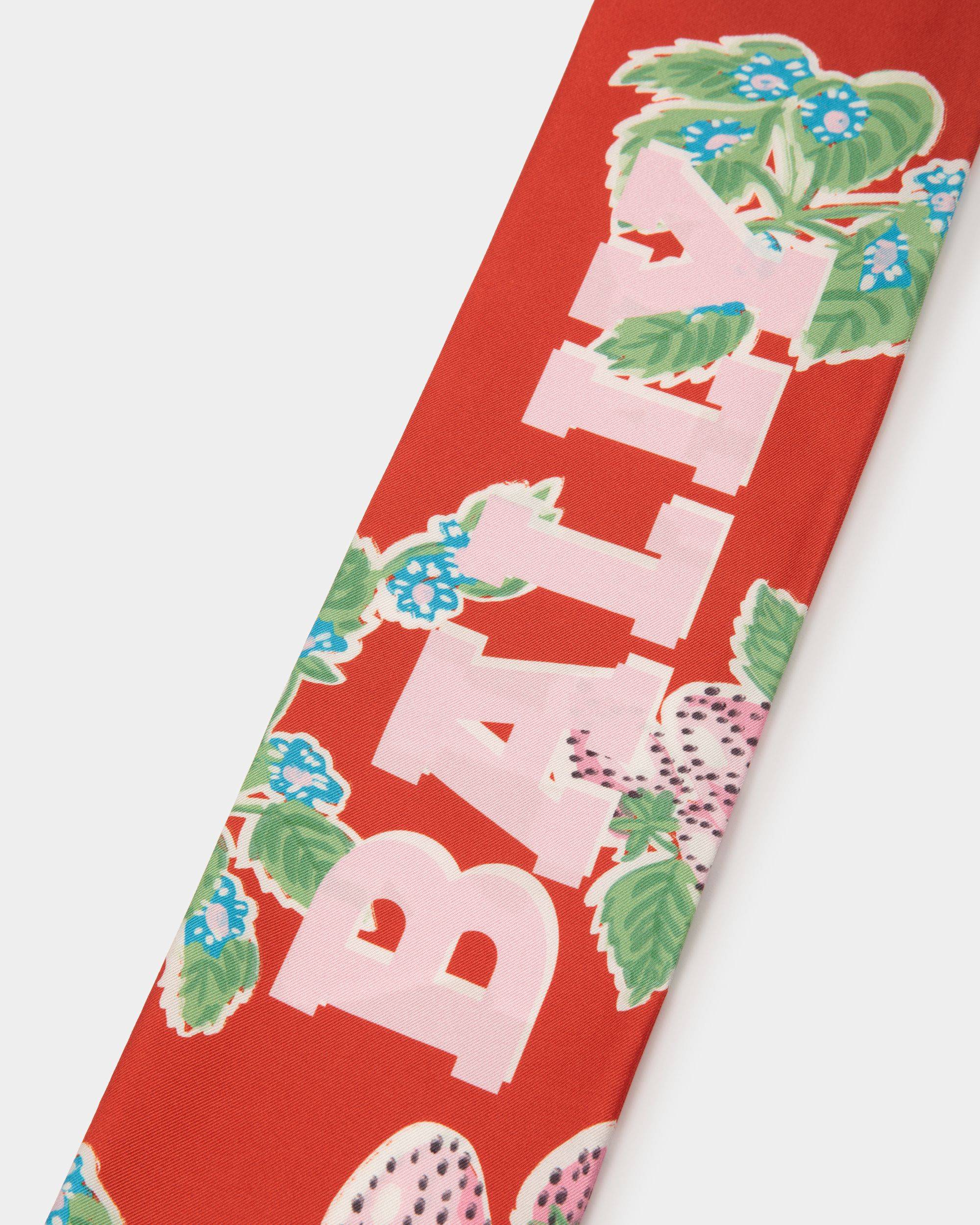 Women's Neck Bow in Strawberry Print Silk | Bally | Still Life Detail