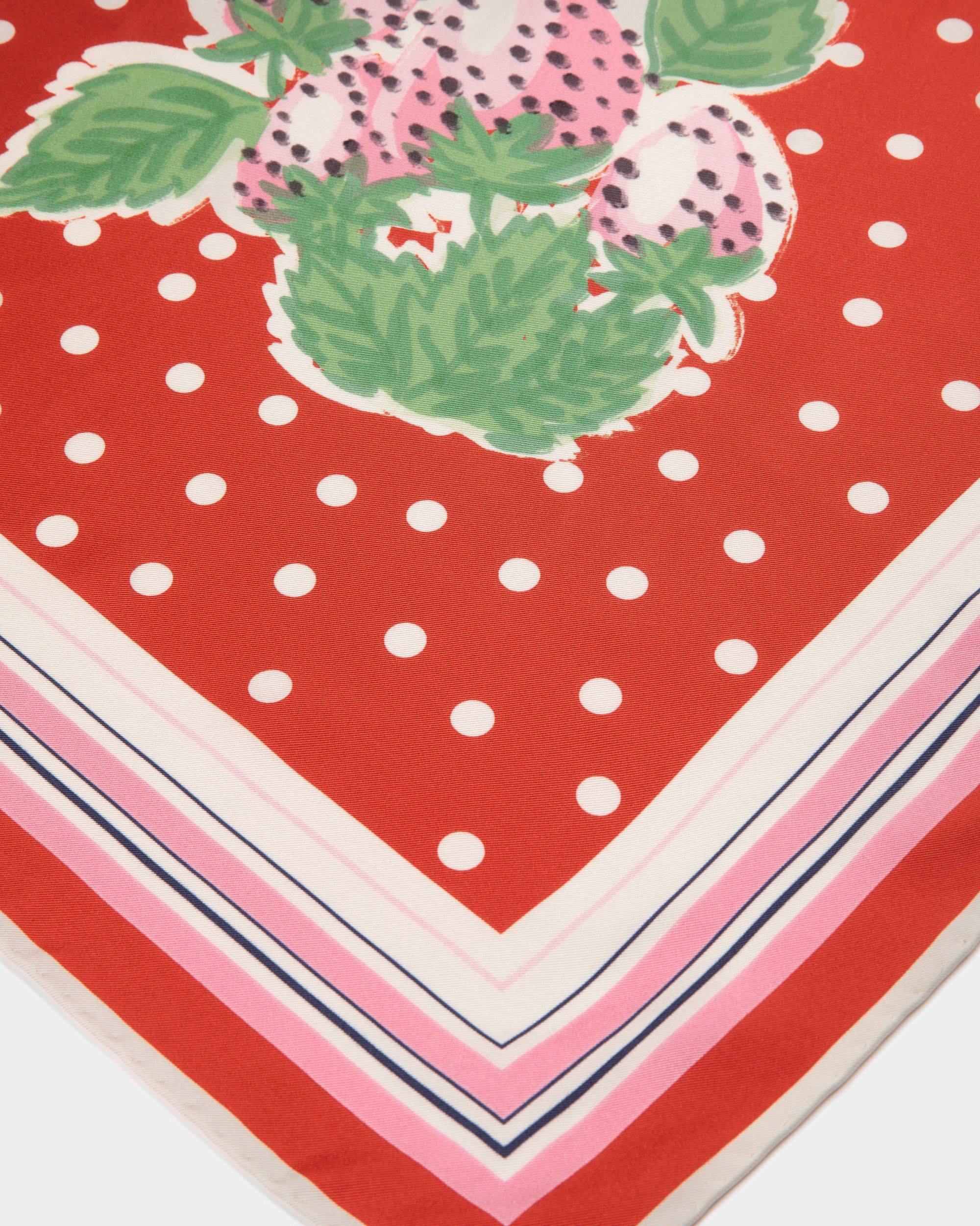 Women's Foulard in Strawberry Print Silk | Bally | Still Life Detail