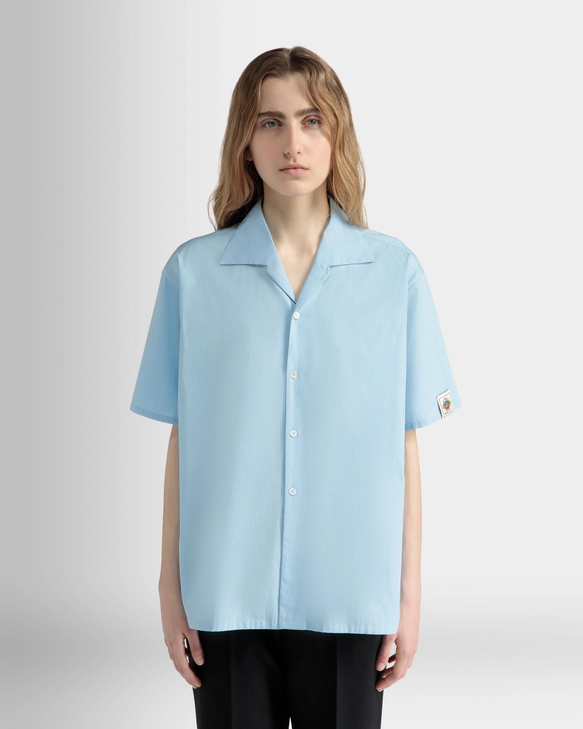 Oversized Shirt in Light Blue Cotton - Women's - Bally - 03