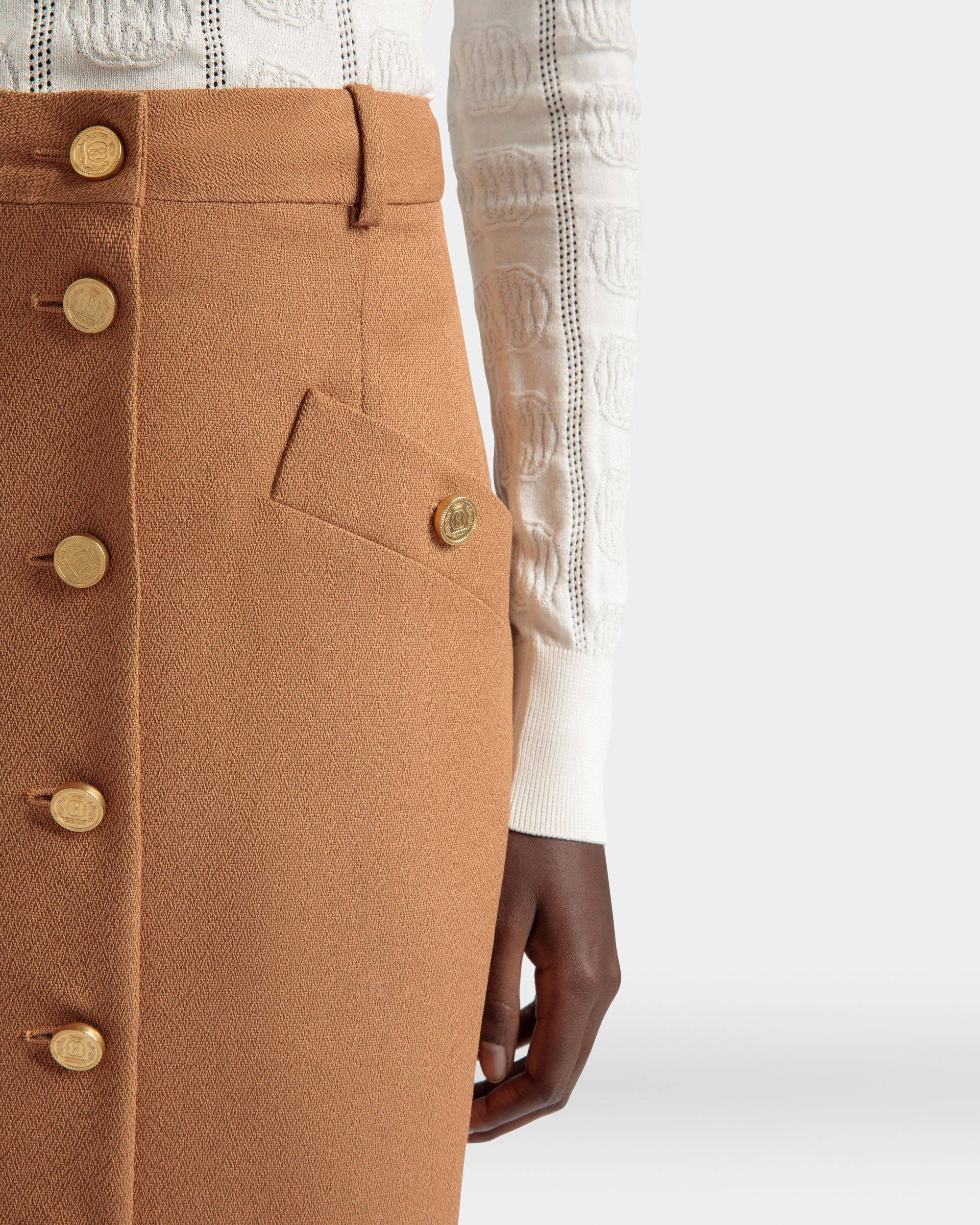 Brown Midi Skirt in a Wool Blend - Women's - Bally - 04