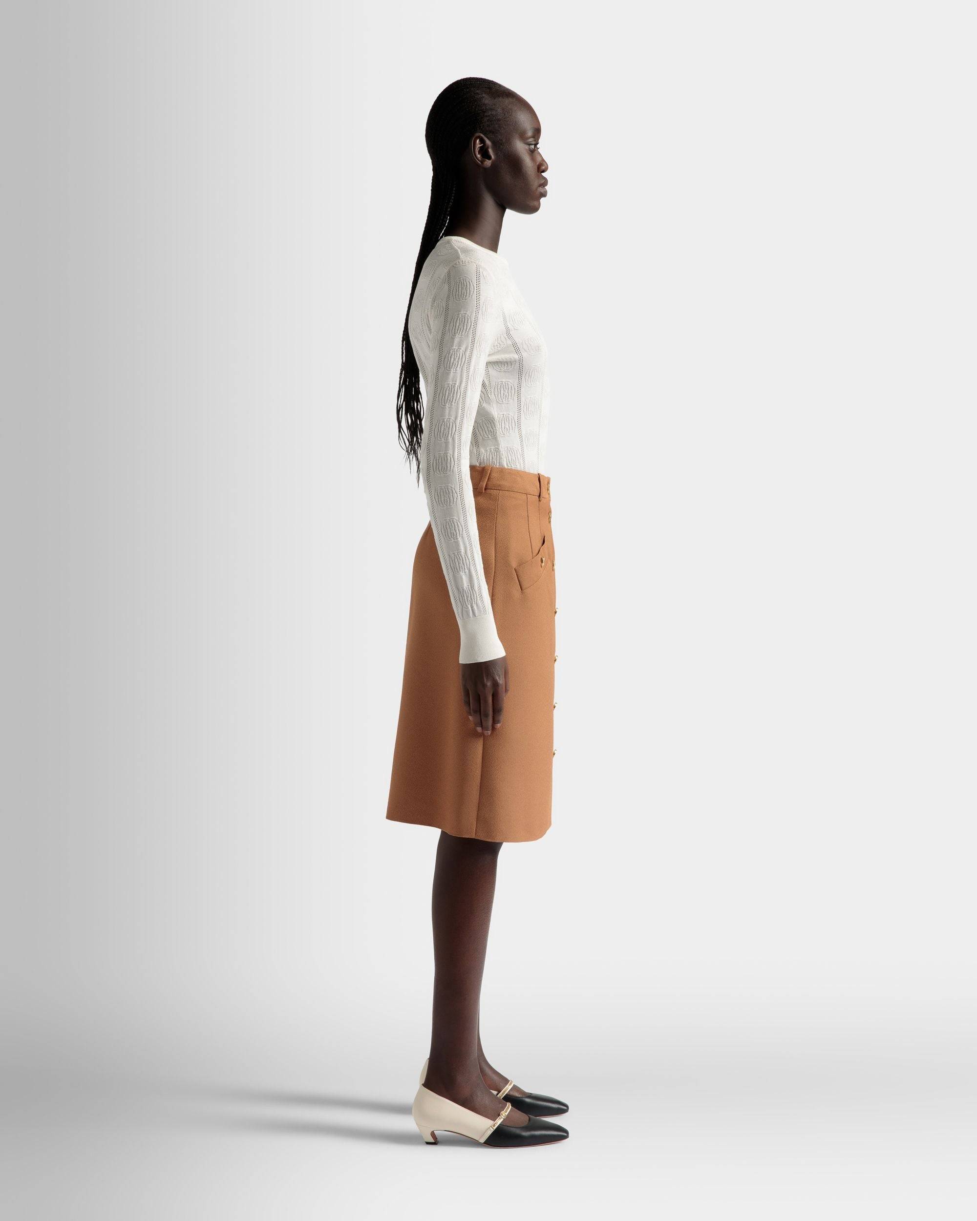 Brown Midi Skirt in a Wool Blend - Women's - Bally - 05