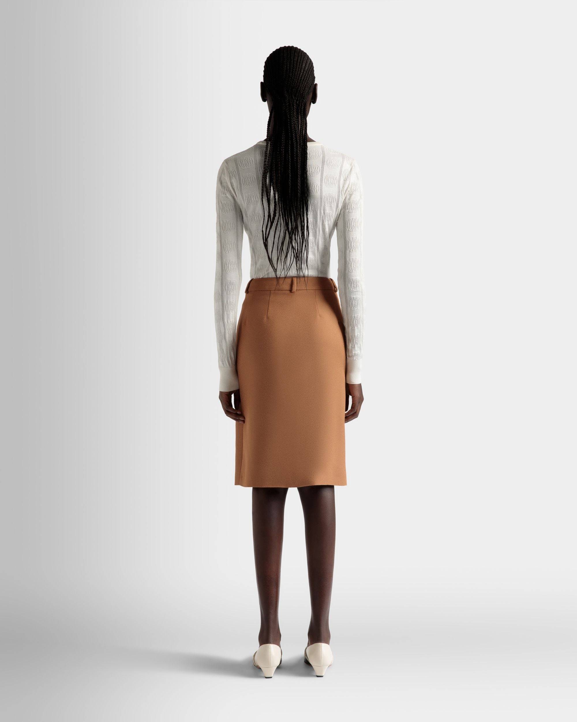 Brown Midi Skirt in a Wool Blend - Women's - Bally - 06