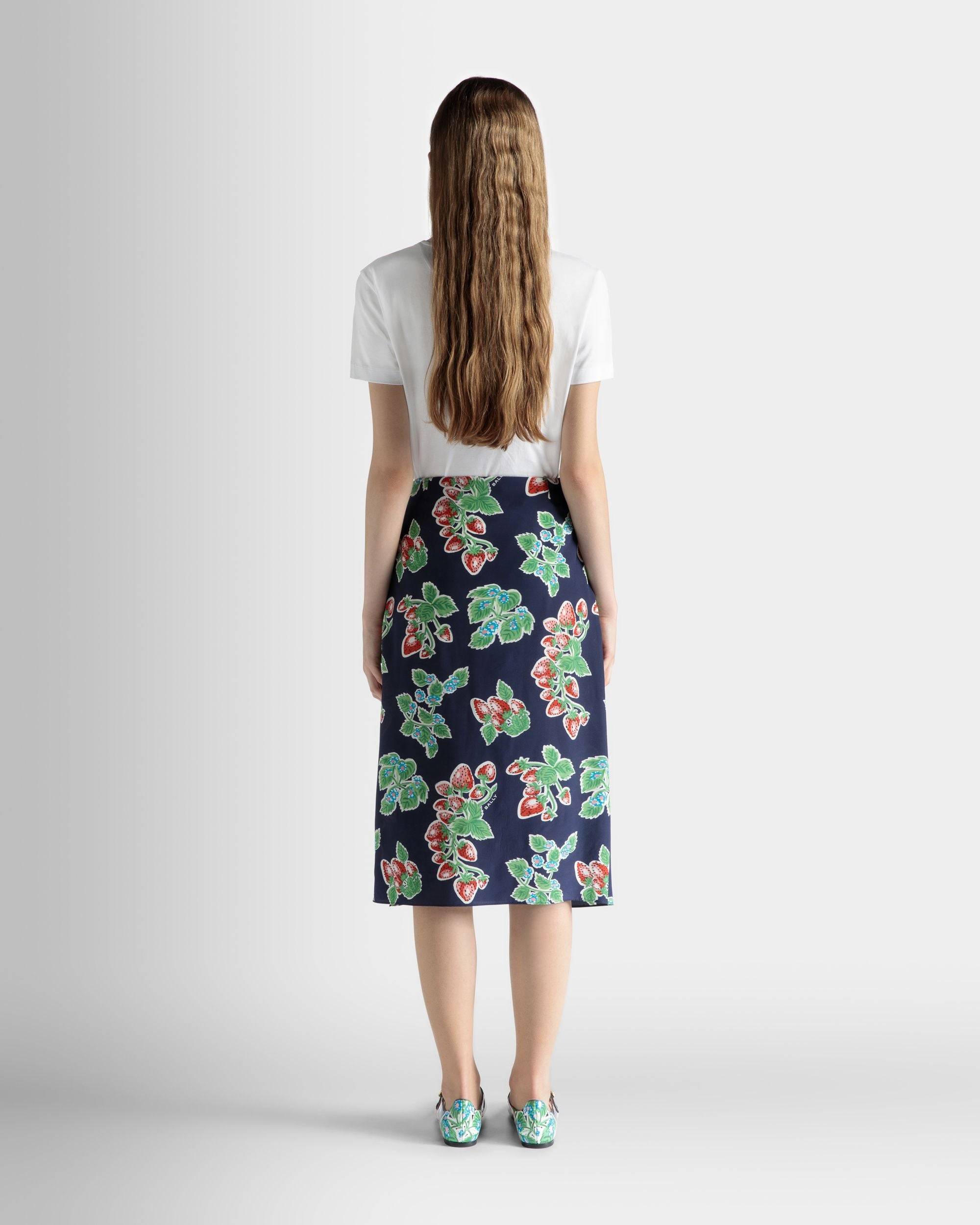 Printed Midi Skirt in Strawberry Print Silk - Women's - Bally - 06