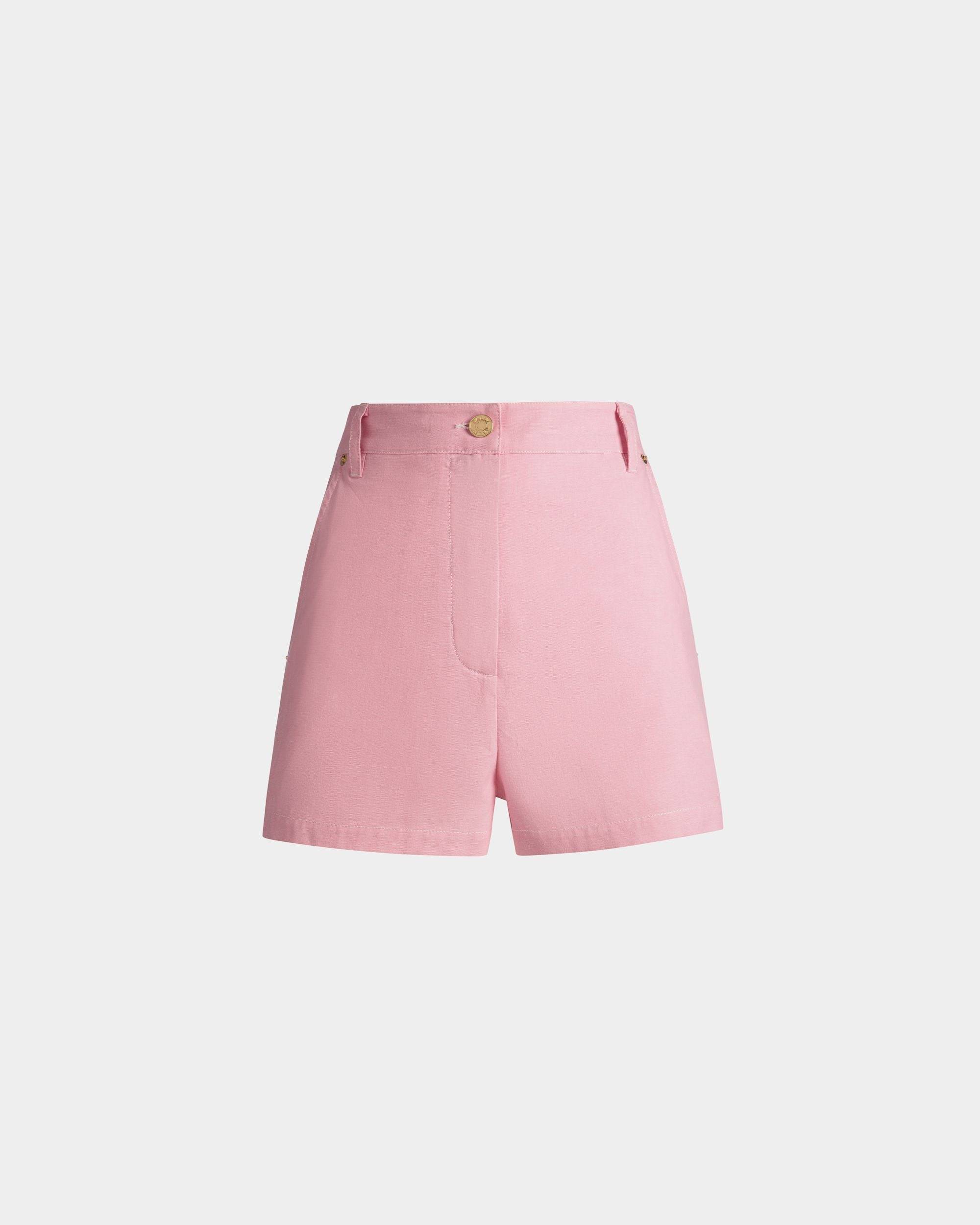 Women's Shorts in Pink Cotton Denim | Bally | Still Life Front