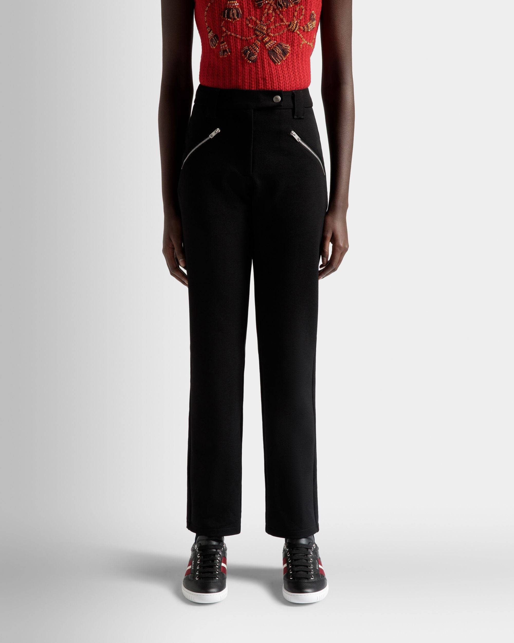 Women's Stretch Pants in Black  | Bally | On Model Close Up