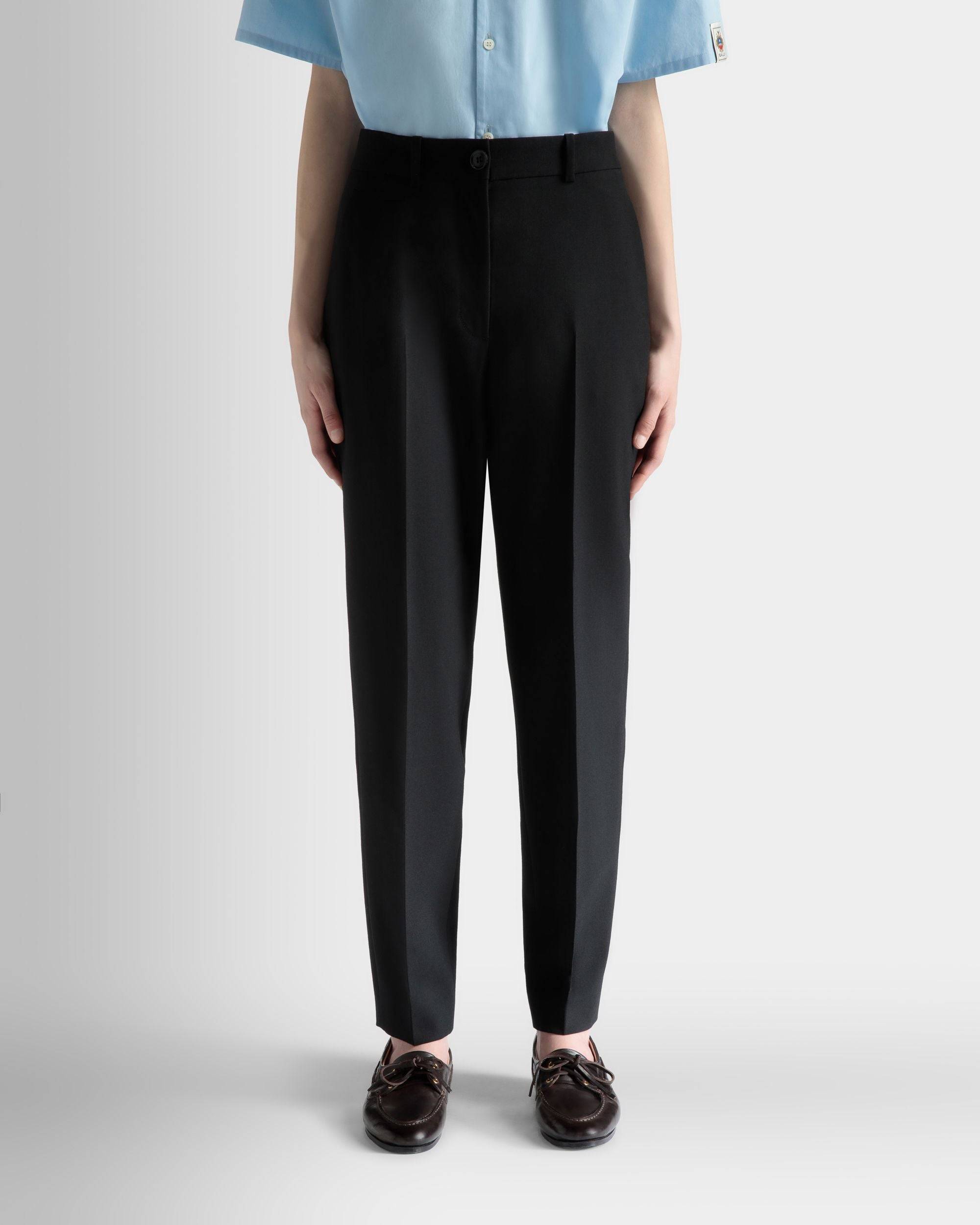 Straight Fit Pants in Black Wool - Women's - Bally - 03