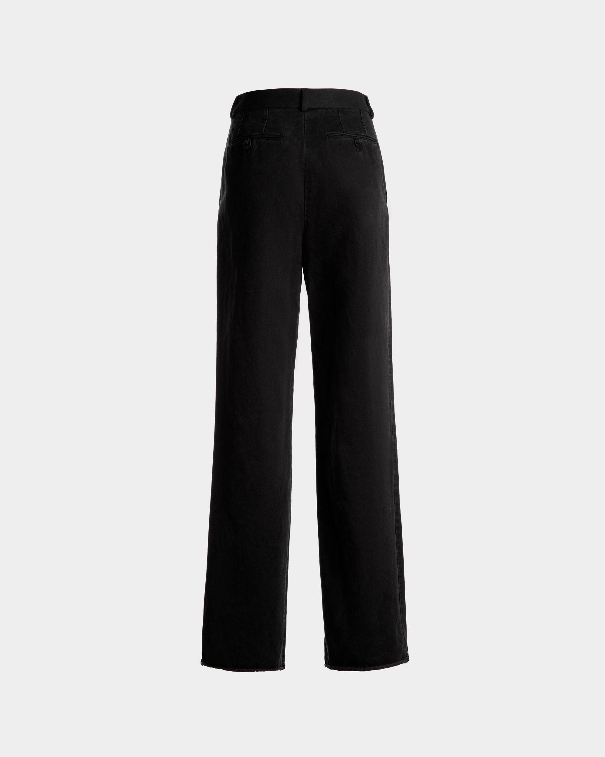 Women's Pleated Pants in Black Washed Cotton | Bally | Still Life Back