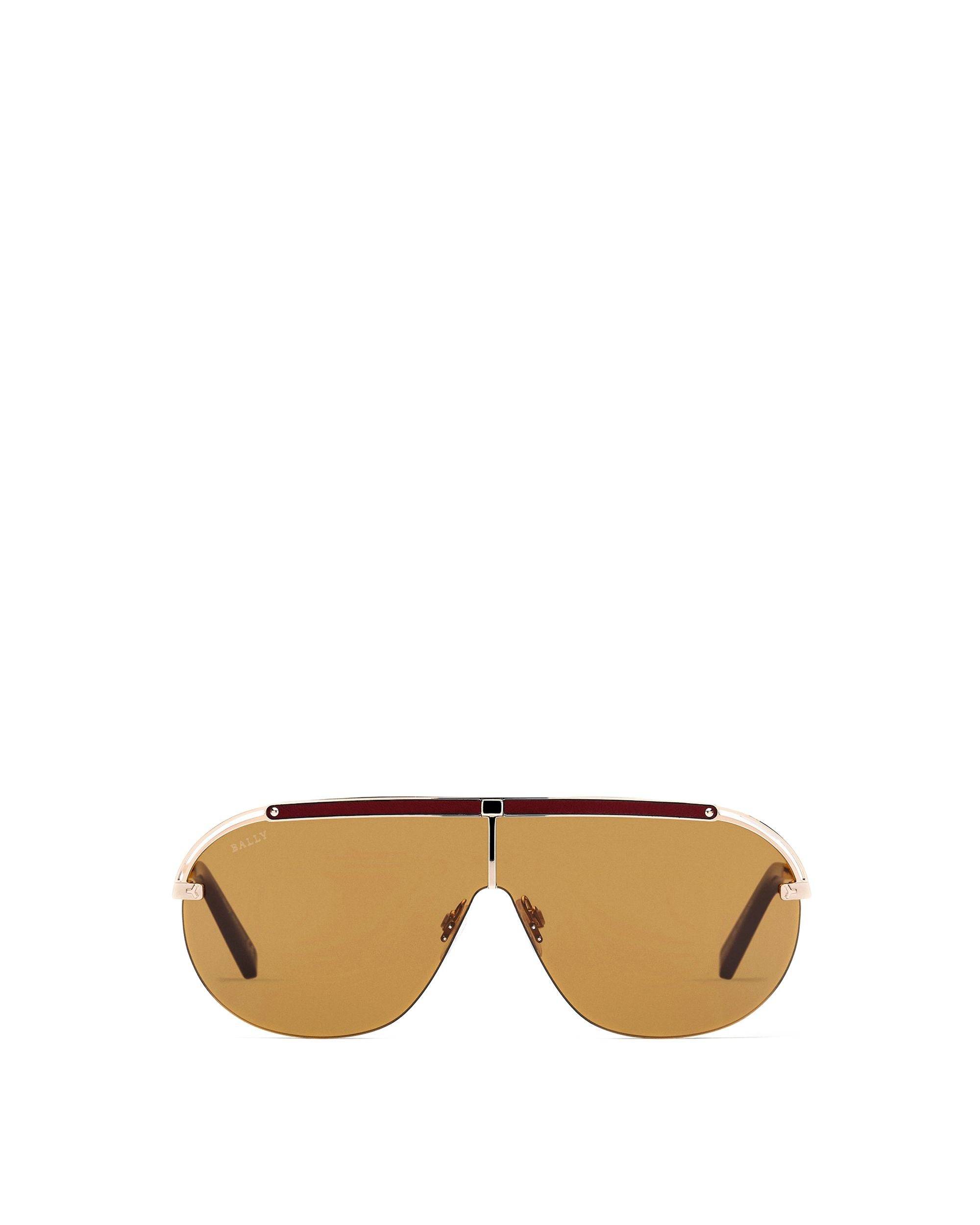 Zola Metal Sunglasses In Shiny Rose Gold Metal & Brown Lens - Men's - Bally