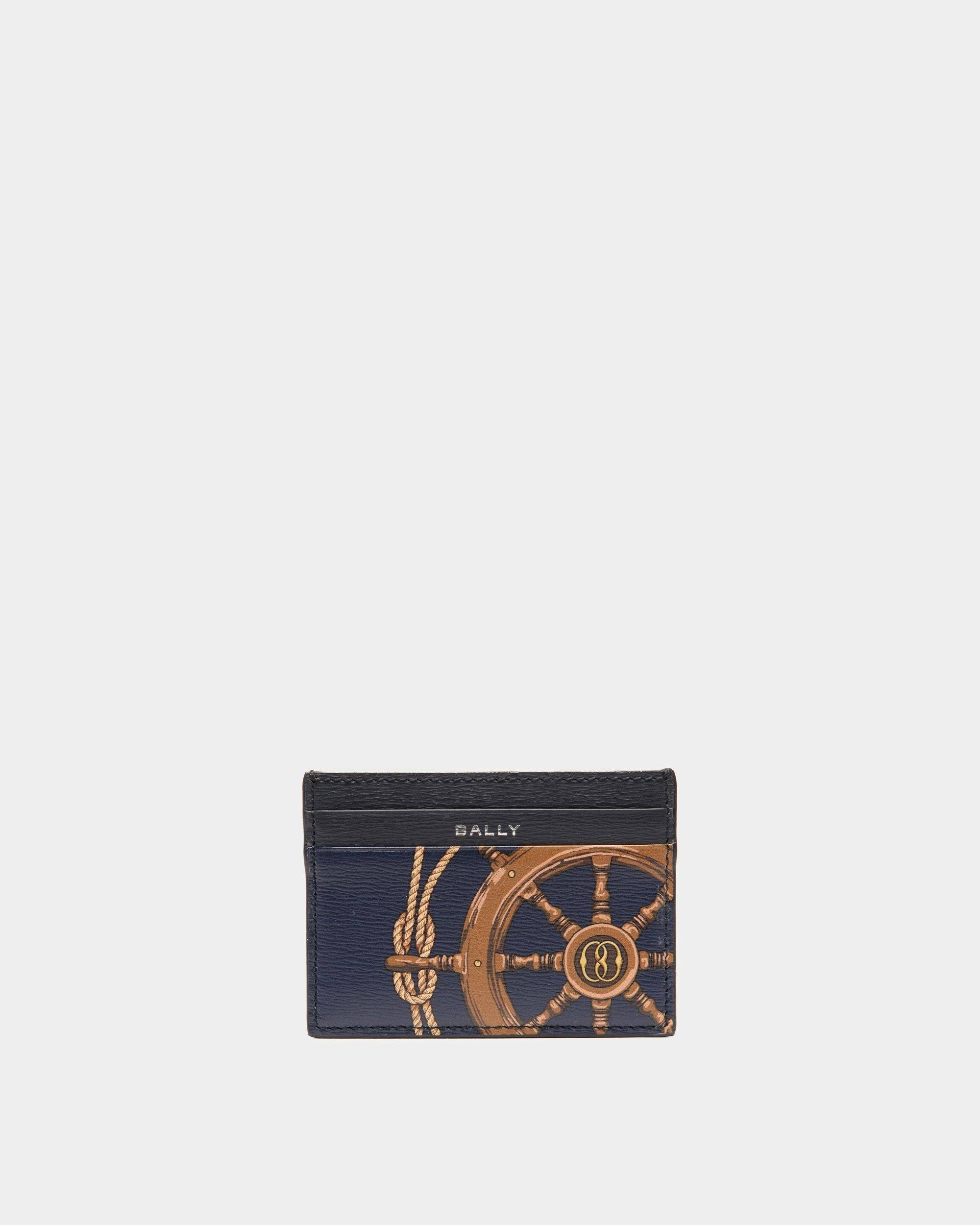 Crossing | Men's Card Holder in Blue Leather | Bally | Still Life Front