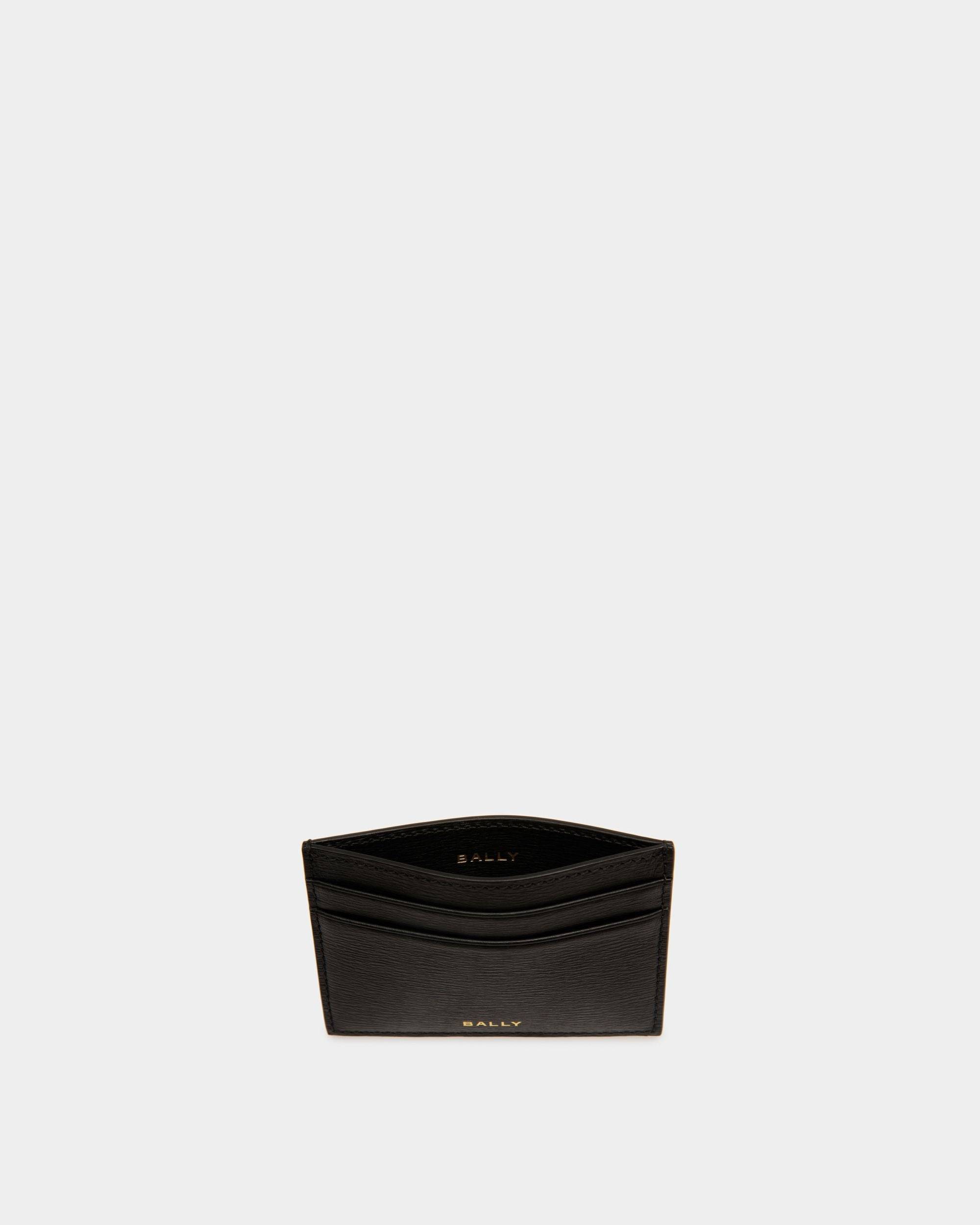 Cny | Men's Card Holder in Black And Red Grained Leather | Bally | Still Life Open / Inside
