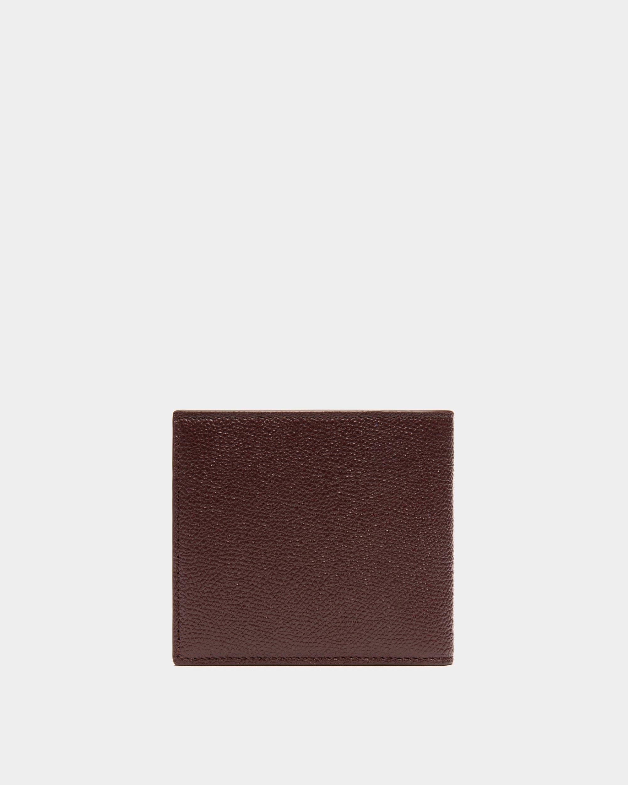 Flag | Men's Bifold Wallet in Chestnut Brown Grained Leather | Bally | Still Life Back