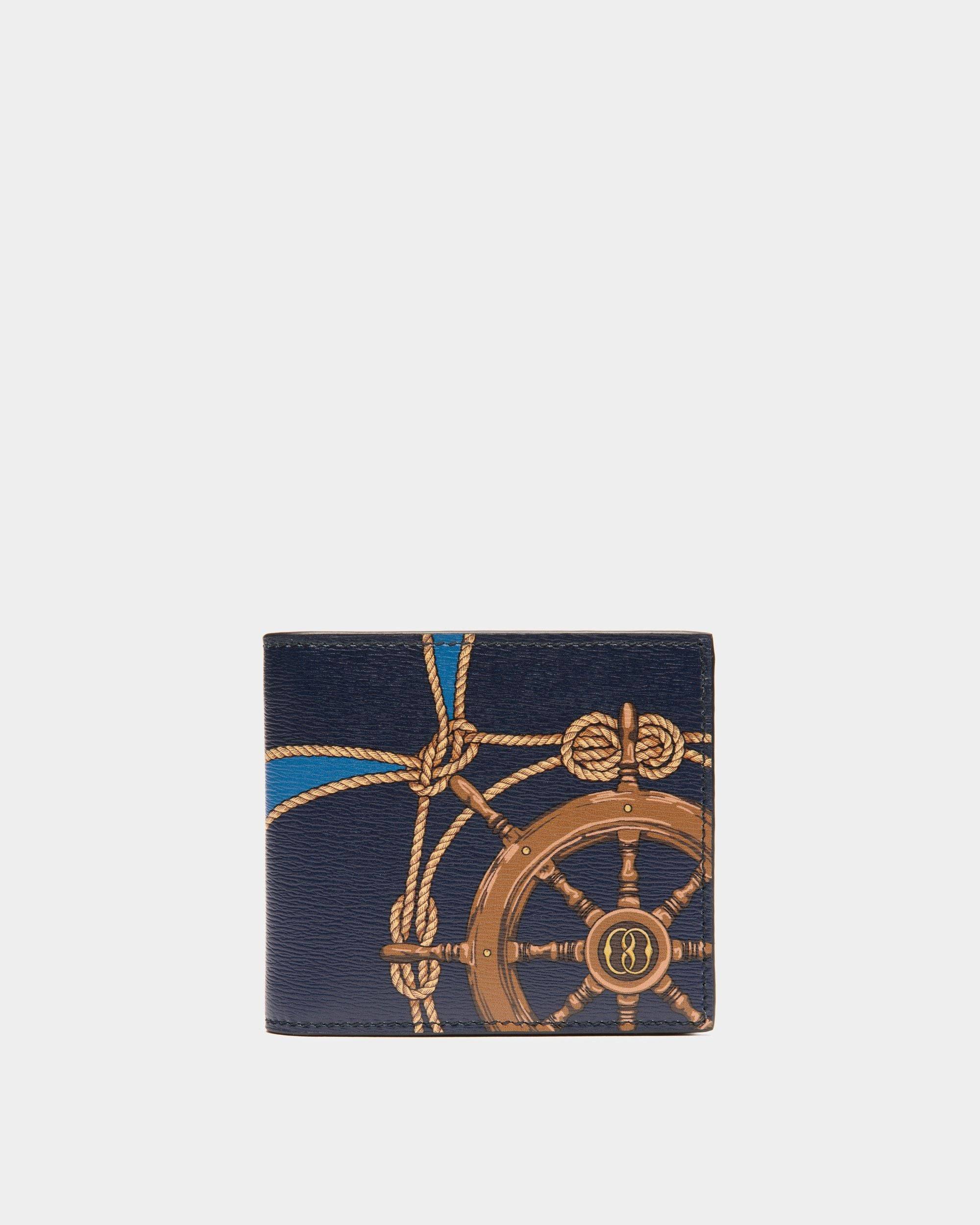 Crossing | Men's Bifold Wallet in Blue Leather | Bally | Still Life Front