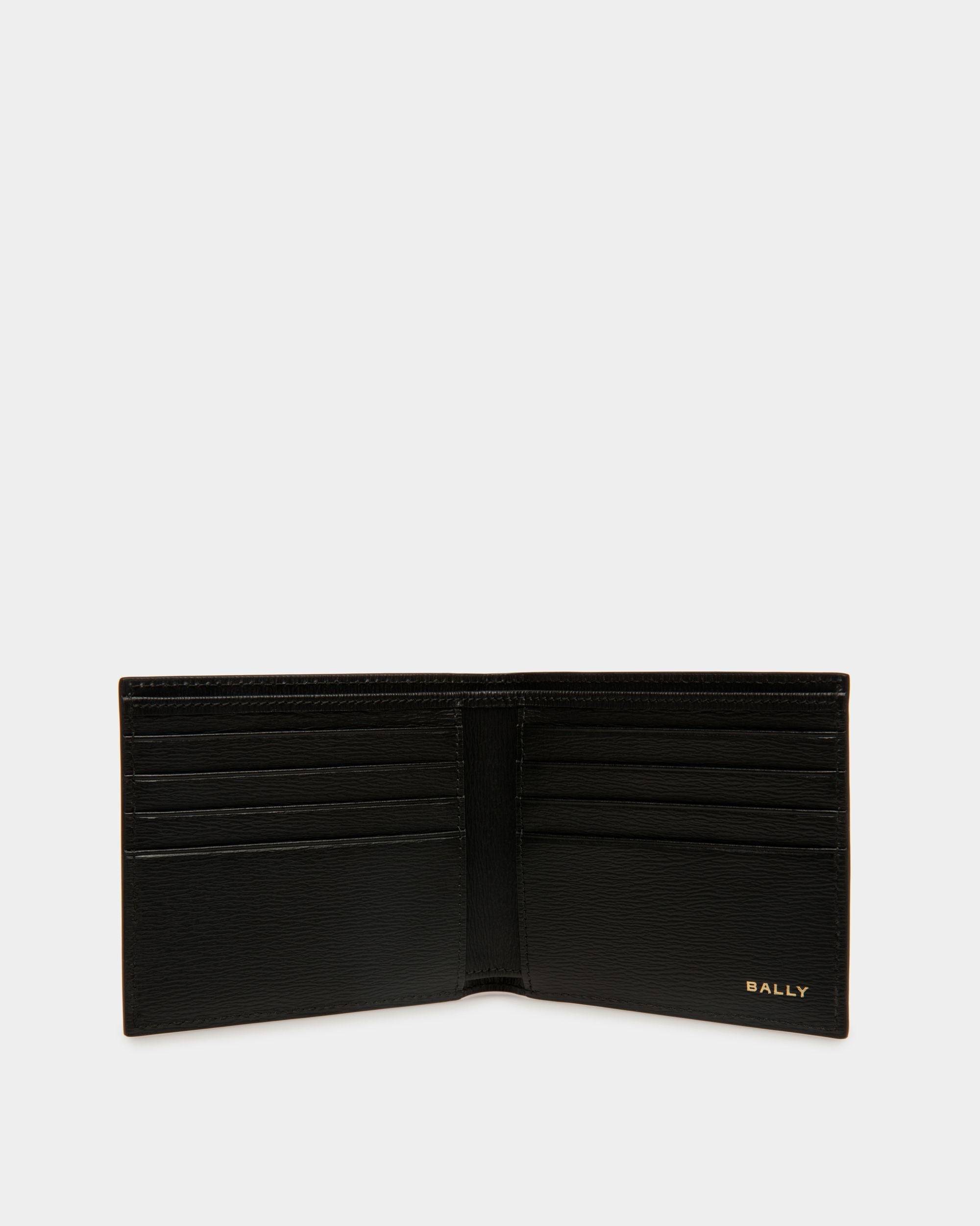 Cny | Men's Bifold Wallet in Black And Red Grained Leather | Bally | Still Life Open / Inside