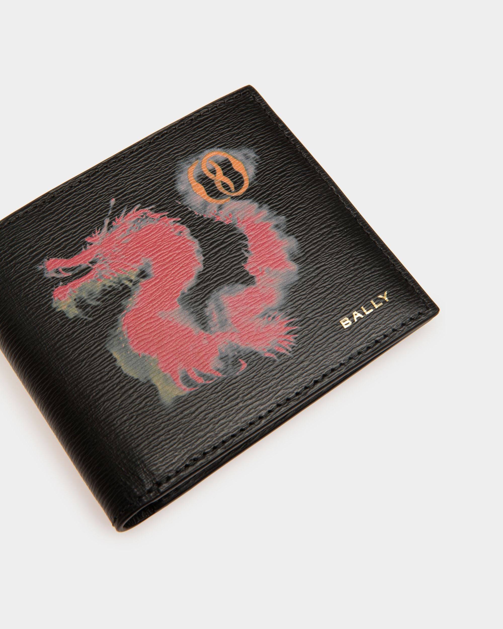 Cny | Men's Bifold Wallet in Black And Red Grained Leather | Bally | Still Life Detail