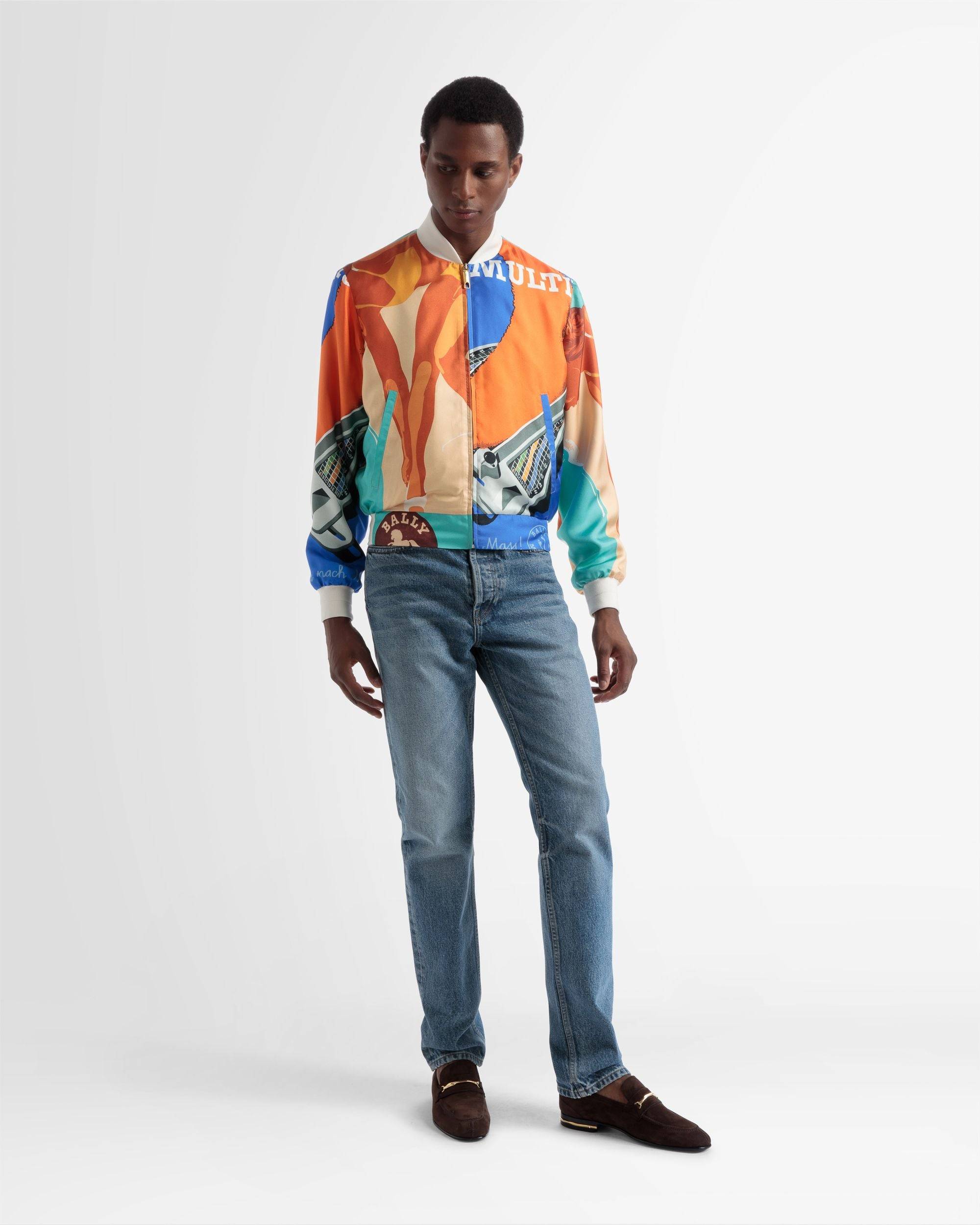 Silk Printed Bomber Jacket In Multicolour - Men's - Bally