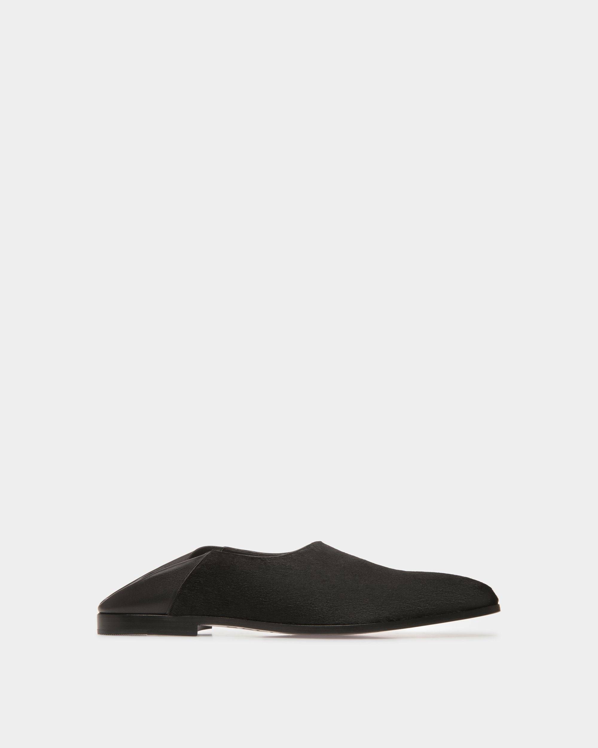 Men's Vegas Flat Loafers In Black Haircalf Leather | Bally | Still Life Side