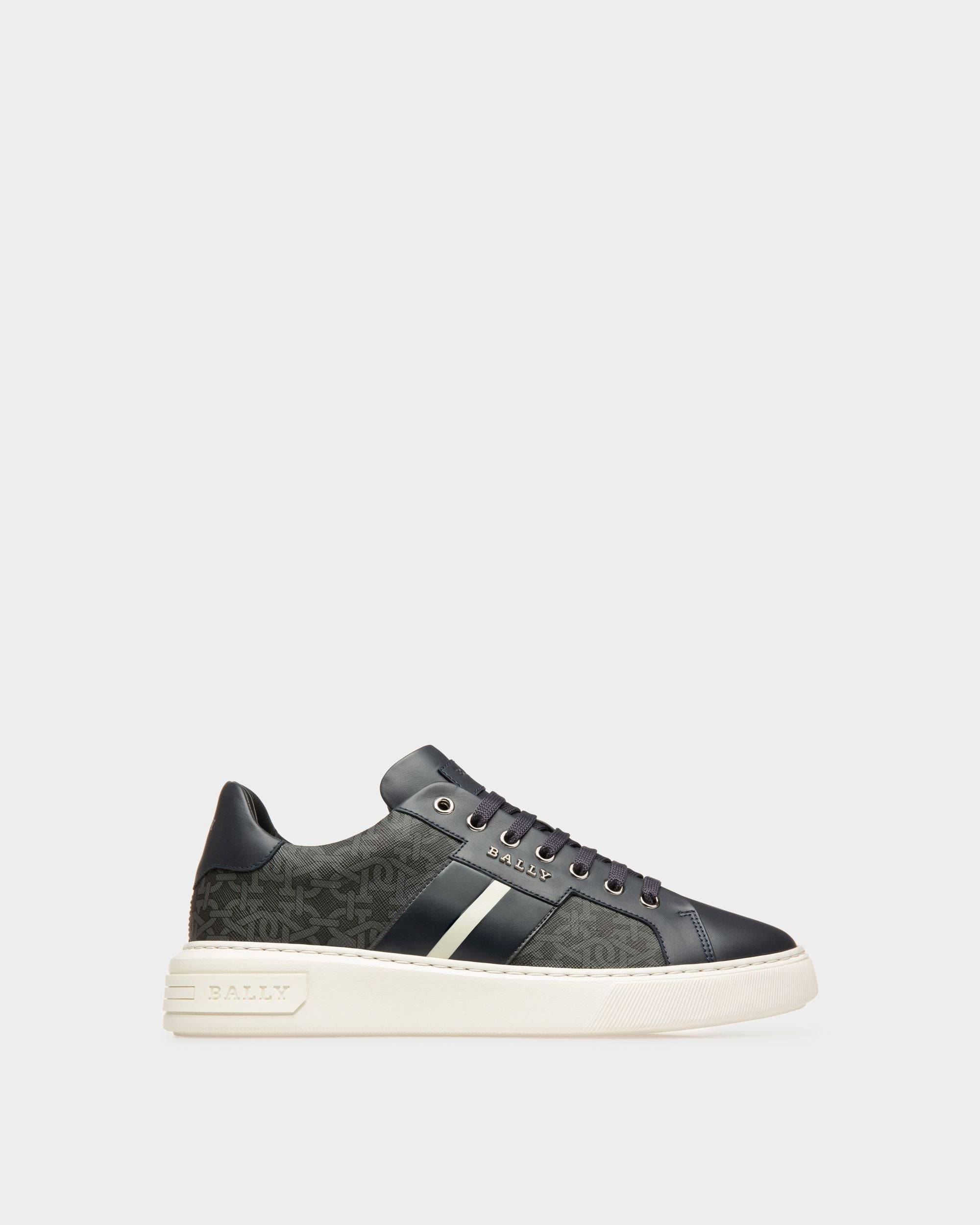 Mens Sneakers Grey Navy Cotton Mix Leather Bally