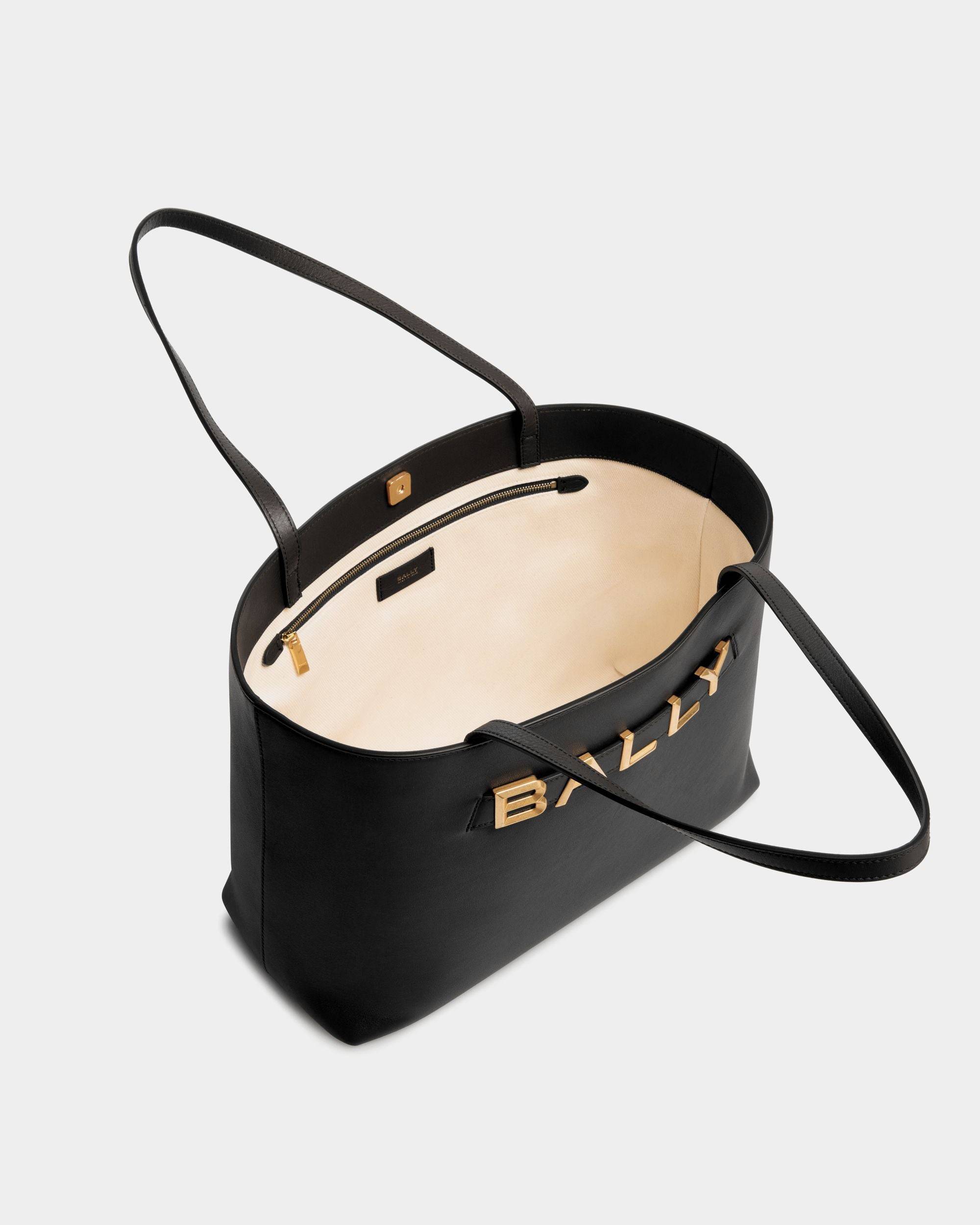 Bally Spell | Women's Tote Bag in Black Leather | Bally | Still Life Open / Inside