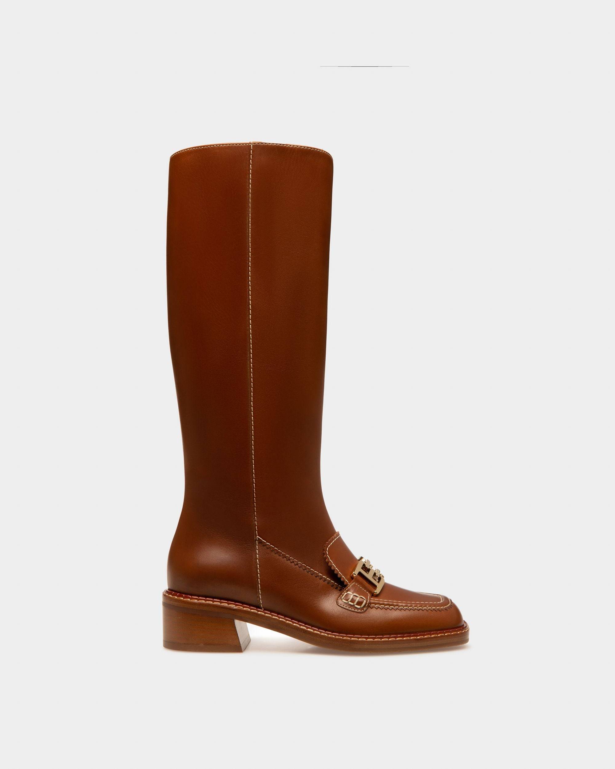 Women s Ebele Leather Long Boots In Brown Bally