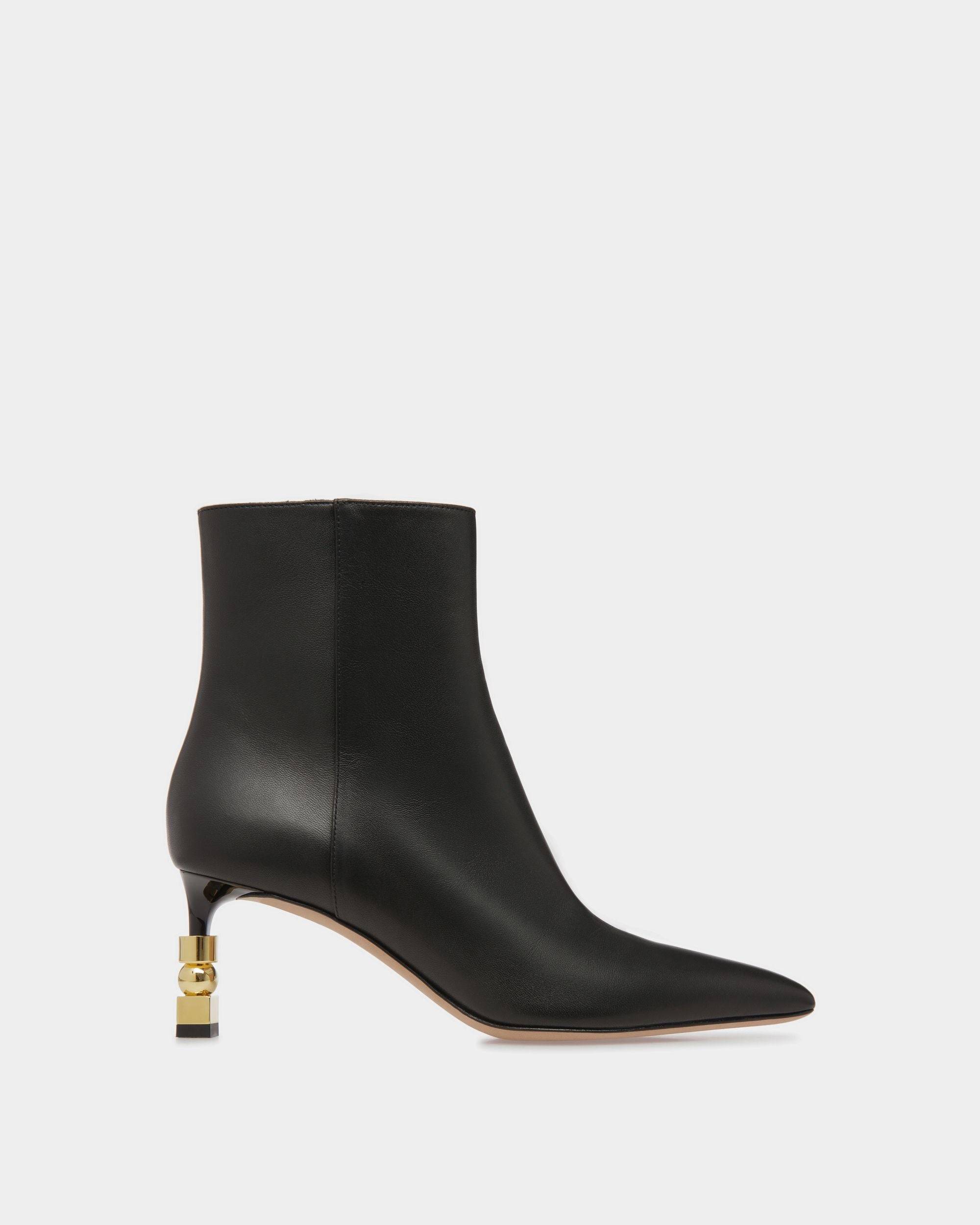 Women s Block Booties In Black Leather Bally