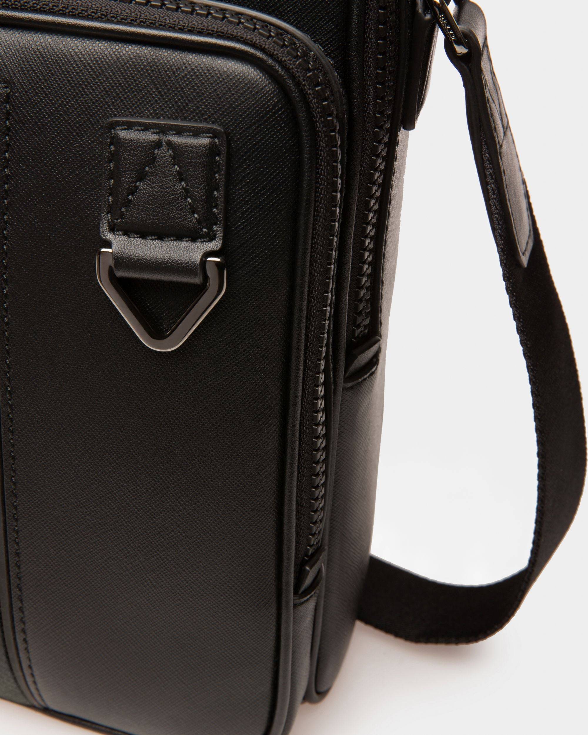 Mackao | Men's Crossbody Bag | Black Leather | Bally | Still Life Detail