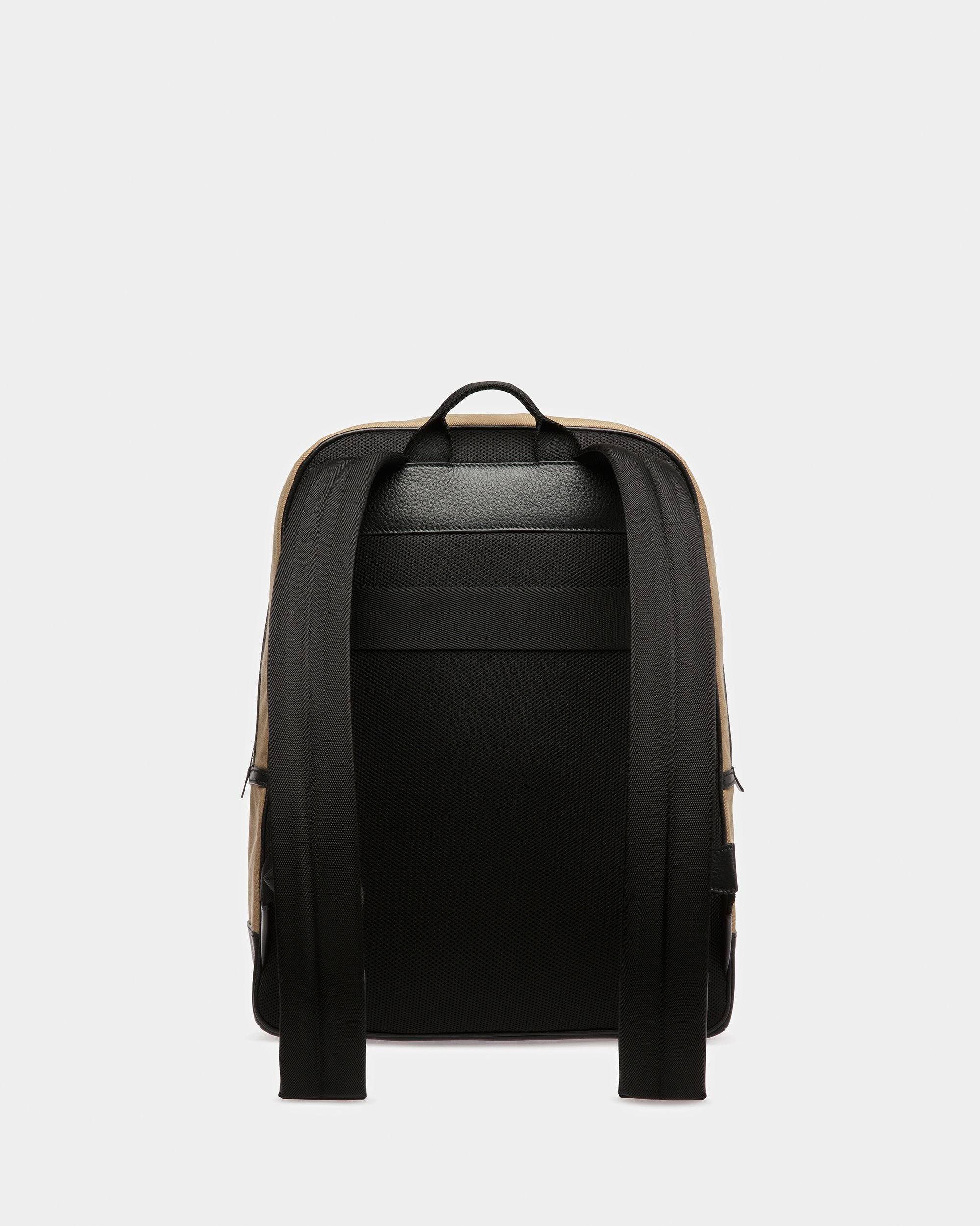 Treck | Men's Backpack | Sand And Black Fabric And Leather | Bally | Still Life Back