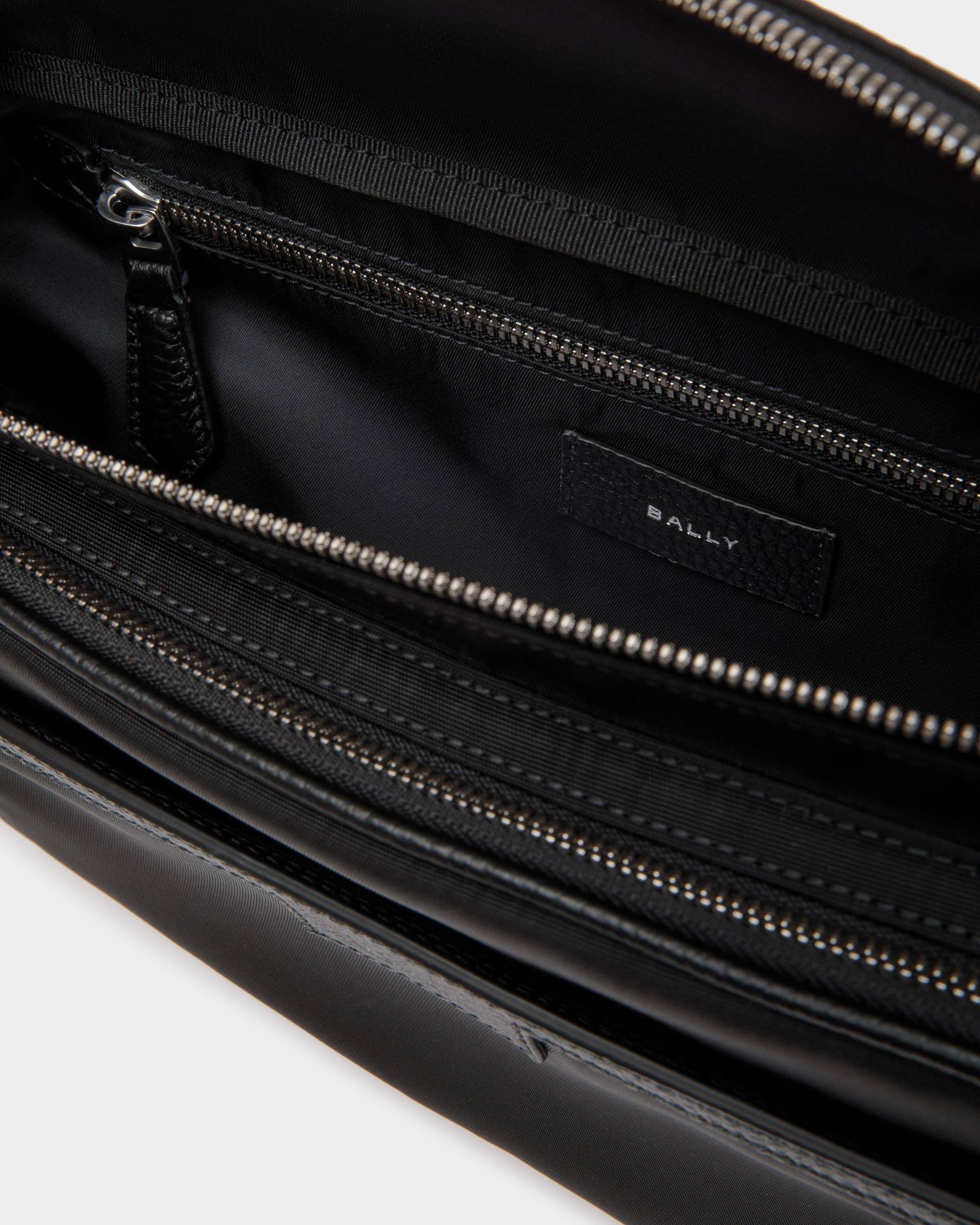 Code | Men's Belt Bag in Black Nylon | Bally | Still Life Open / Inside