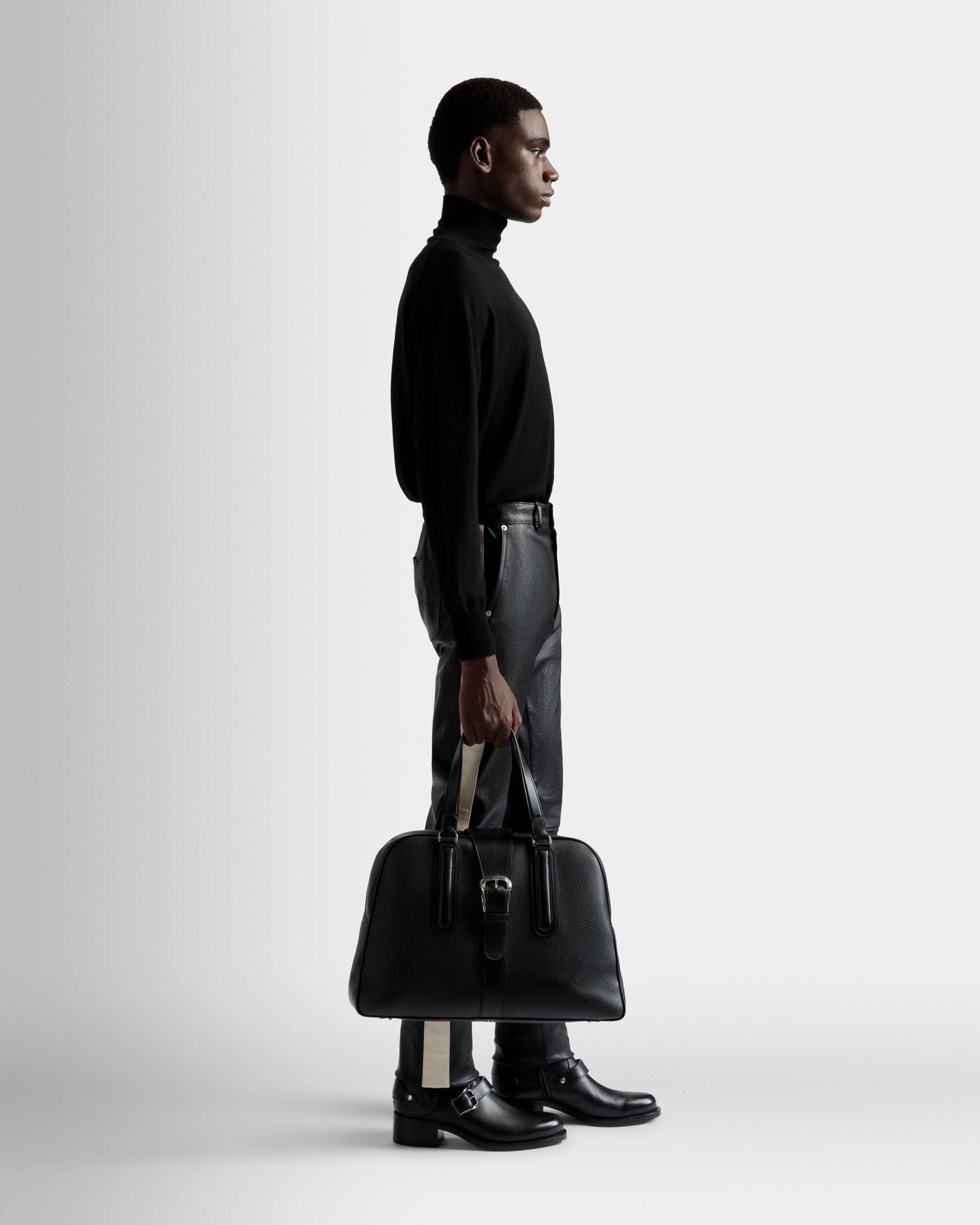 Bowling Bag | Men's Bowling Bag | Black Leather | Bally | On Model Front