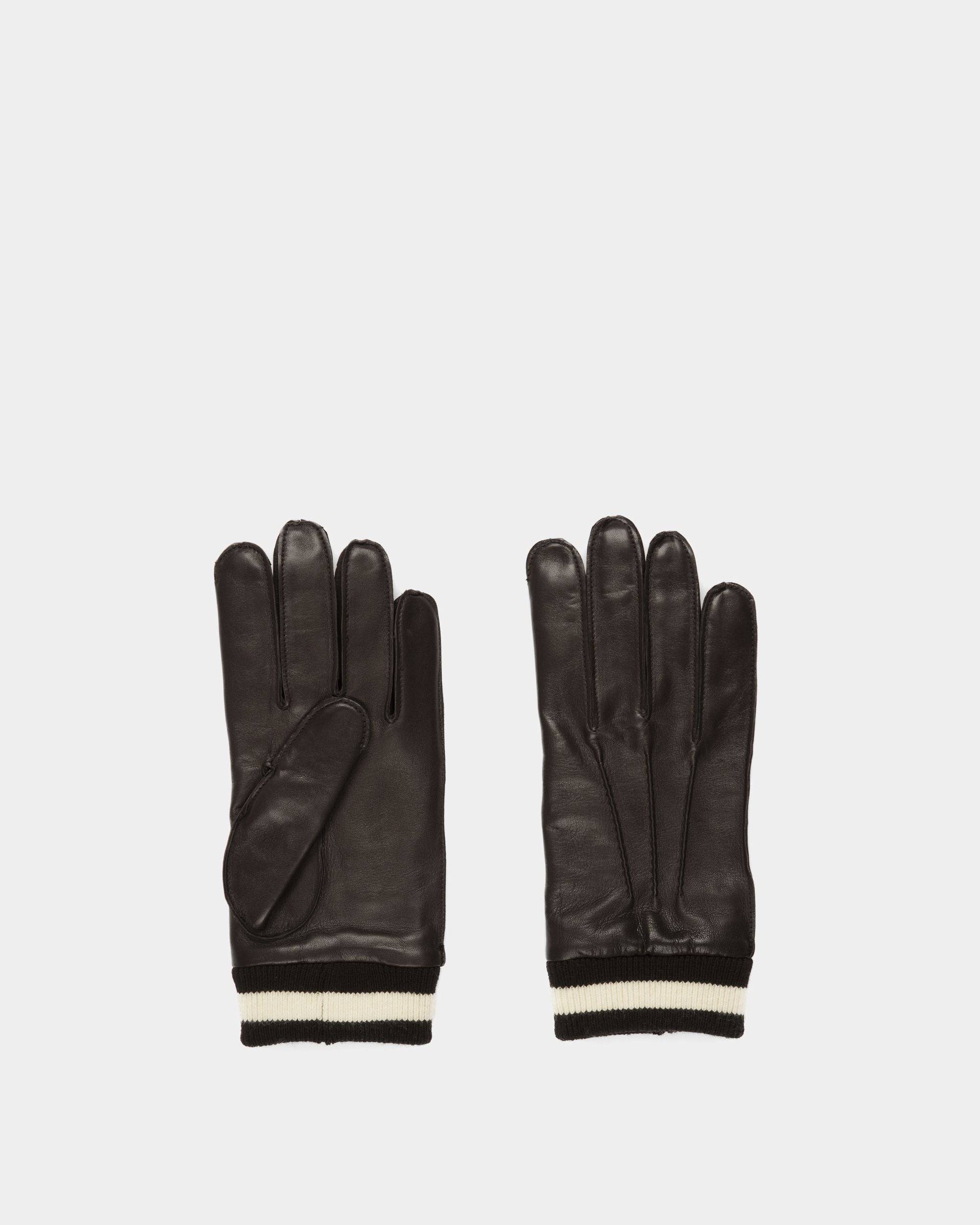 Men's Stripe Gloves In Black Leather | Bally | Still Life Top