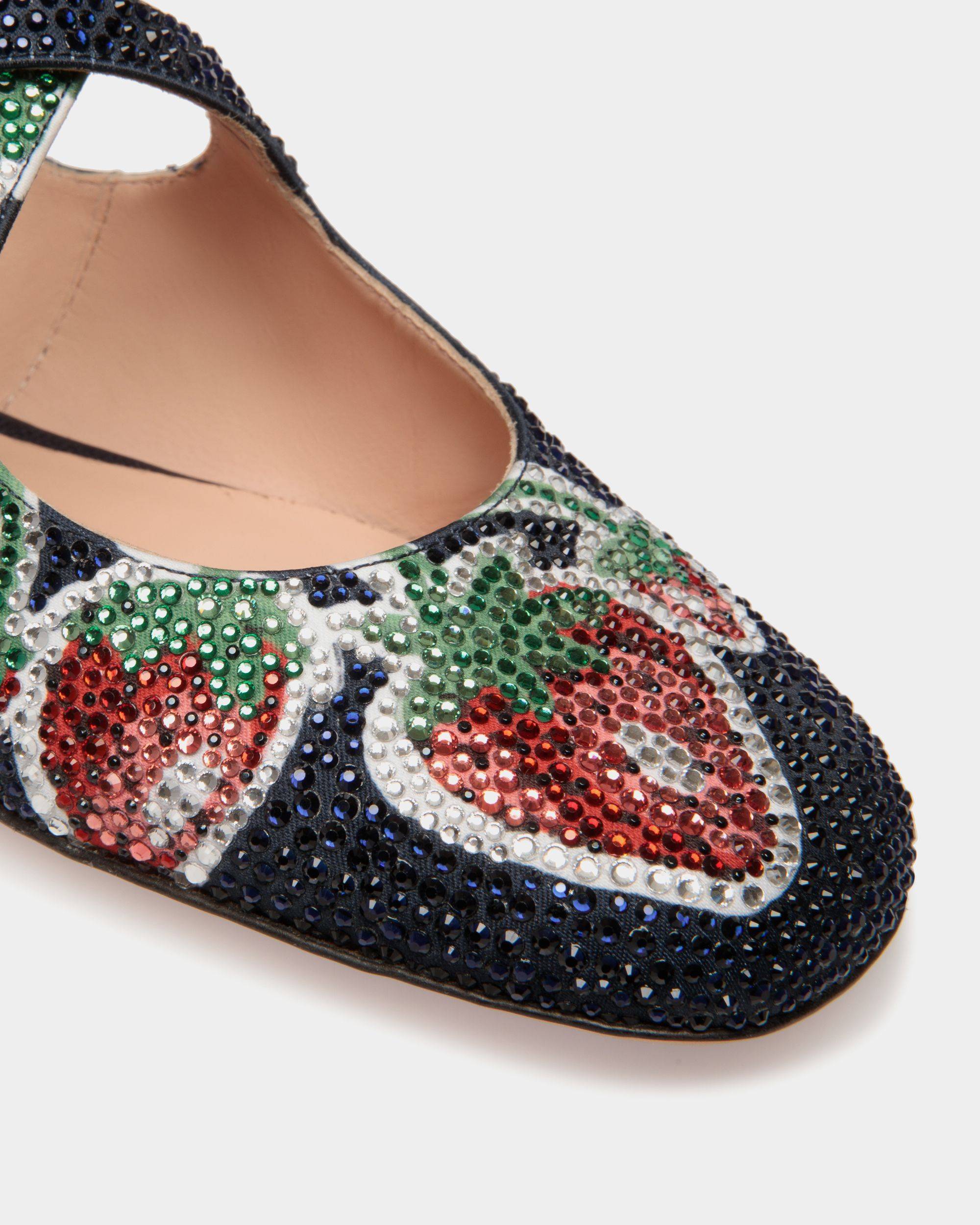 Zapato Plano Ballyrina De Tela Con Estampado Strawberry Y Cristales - Mujer - Bally - 06