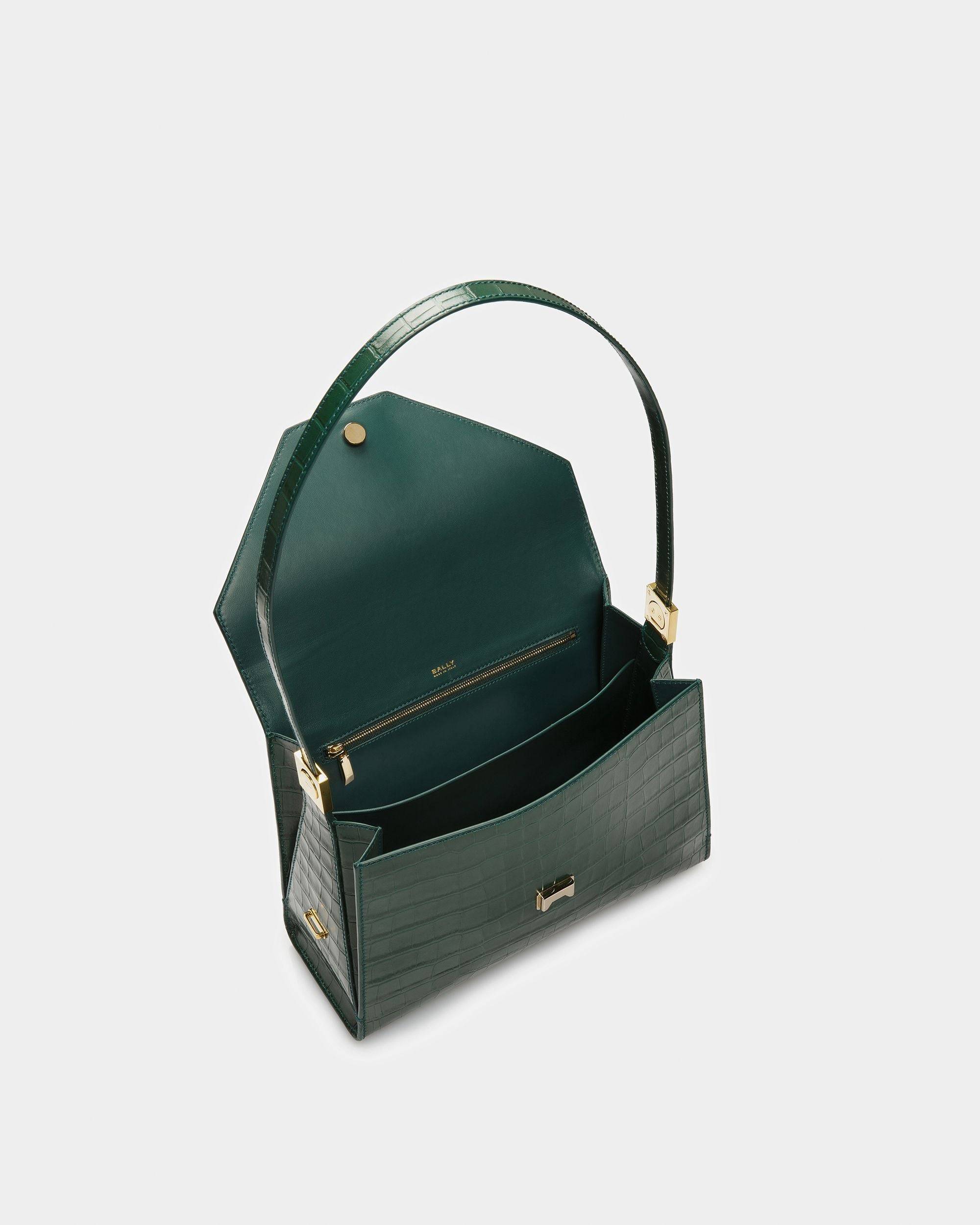 Emblem Schultertasche Aen Leder Mit Krokoprägung - Bally - 05