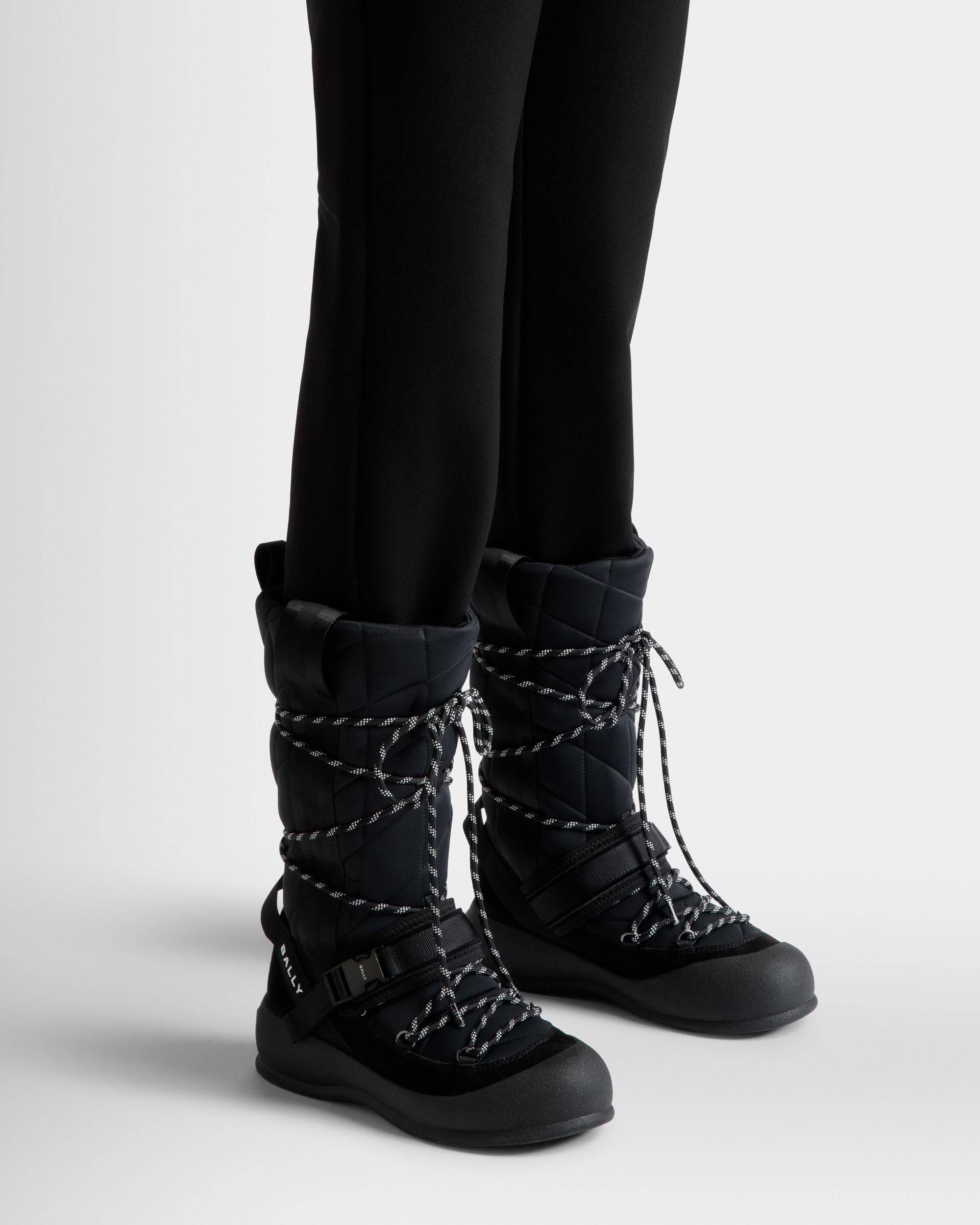 Frei | Women's Boot in Black Nylon | Bally | On Model Close Up