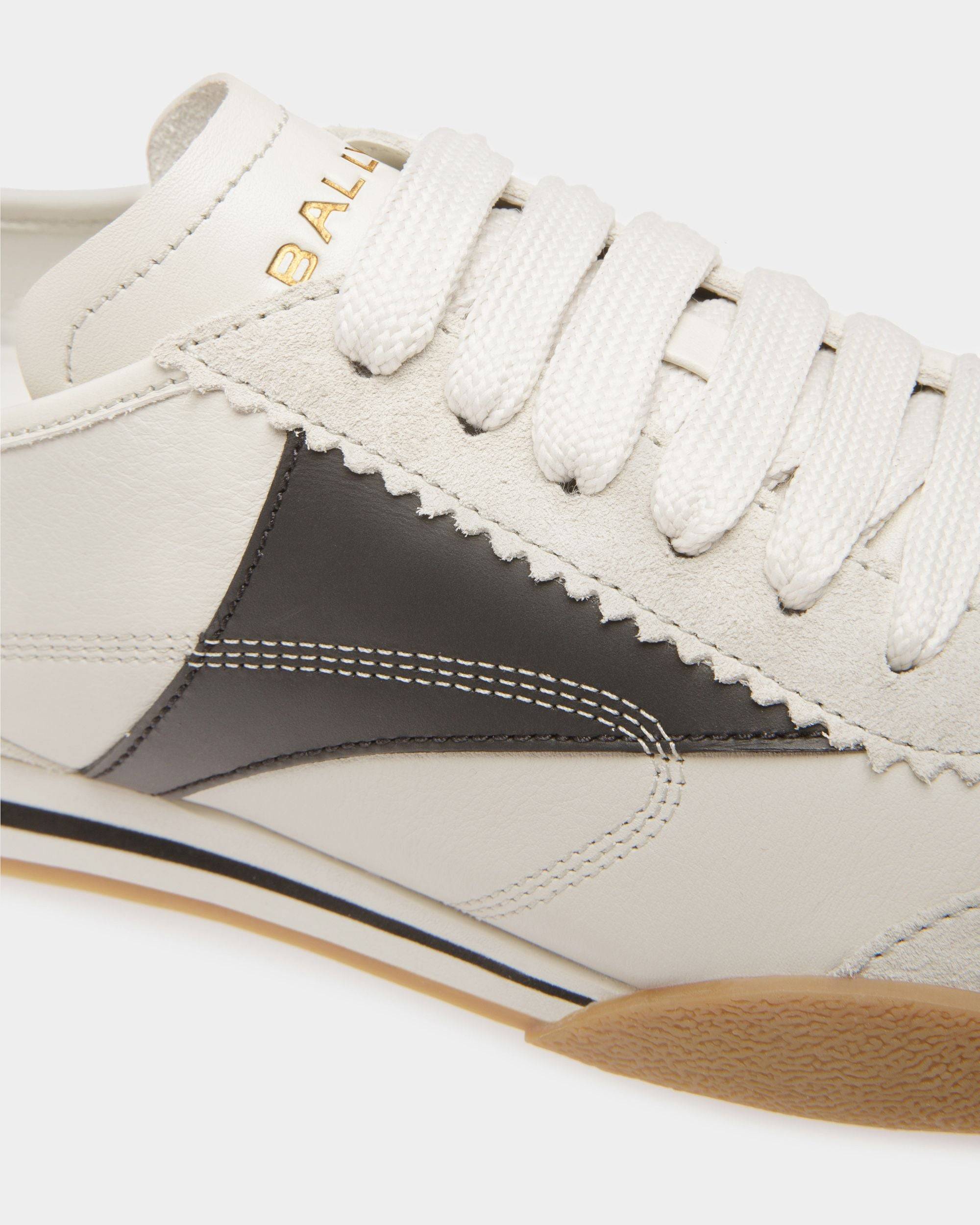 Sonney | Women's Sneakers | Dusty White And Black Leather | Bally | Still Life Detail