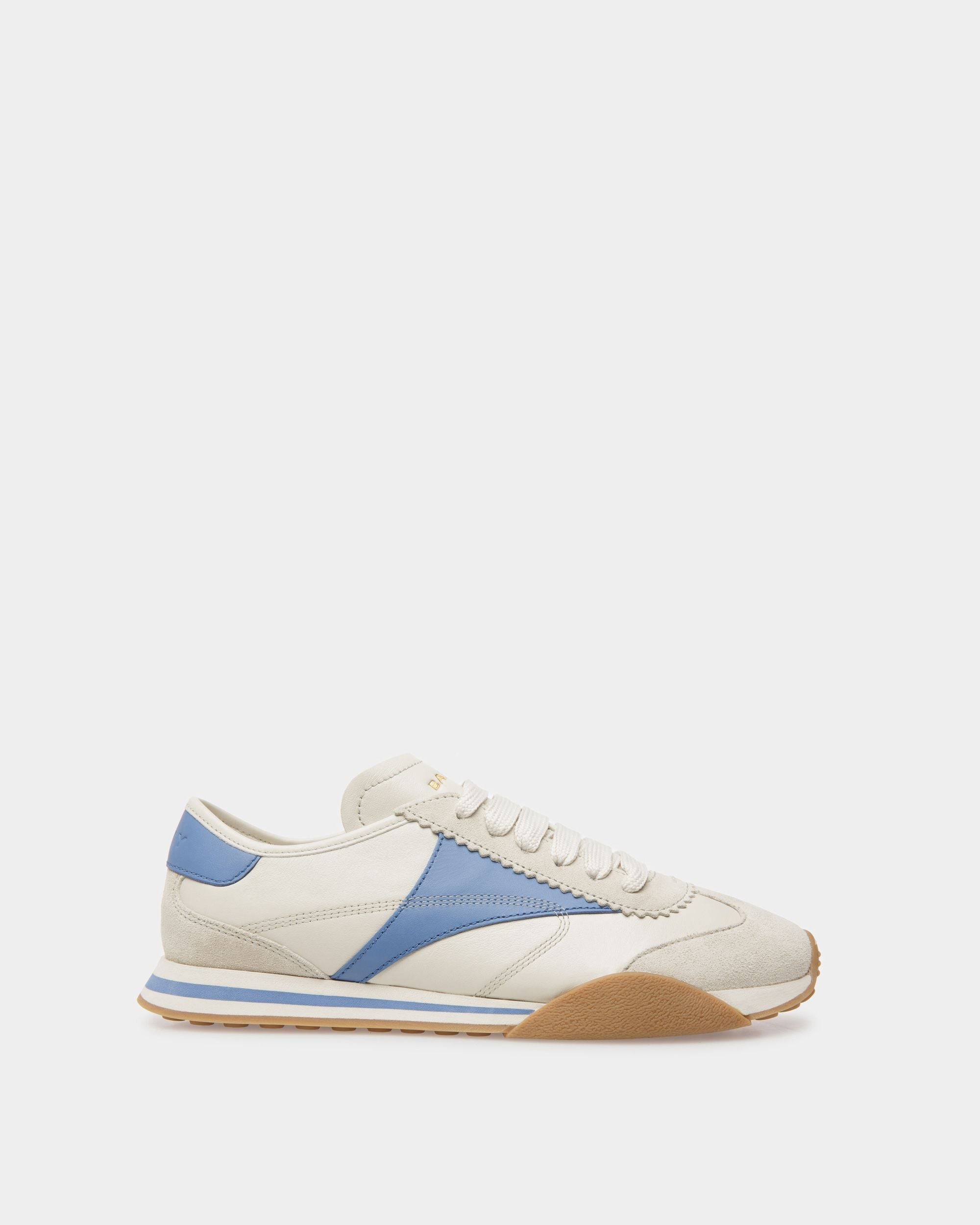 Women's Sussex Sneakers In Dusty White And Blue Leather | Bally | Still Life Side